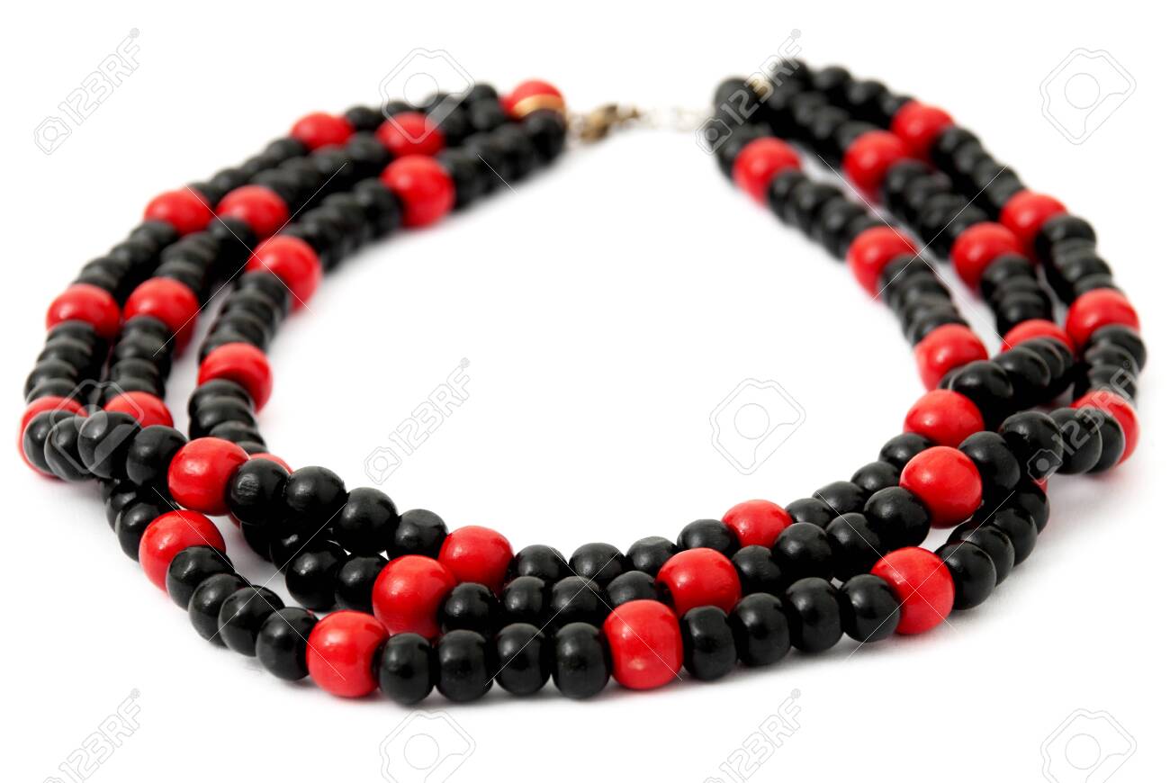 Black /& red beaded necklace