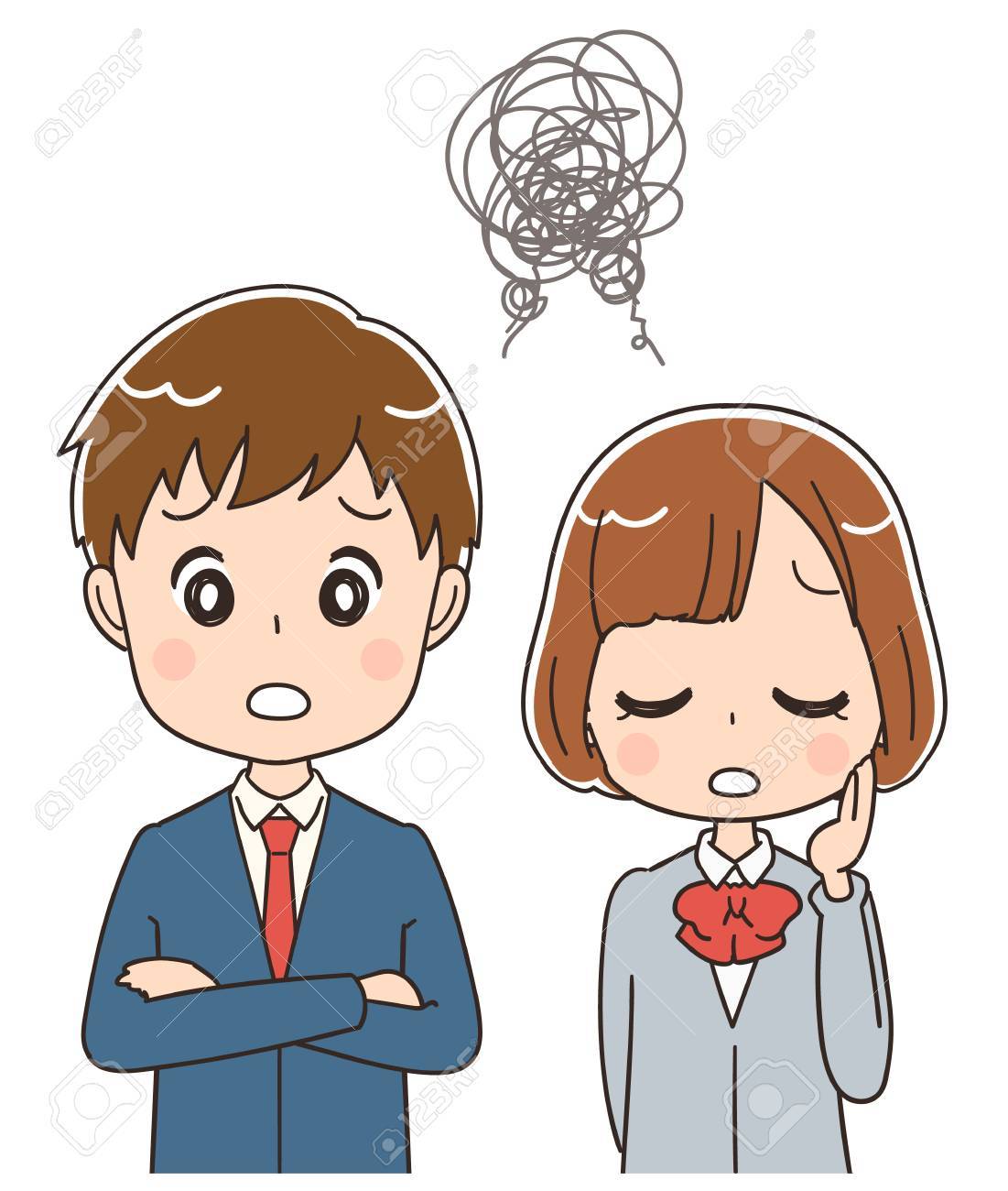 高校生の男の子と女の子が困っています のイラスト素材 ベクタ Image