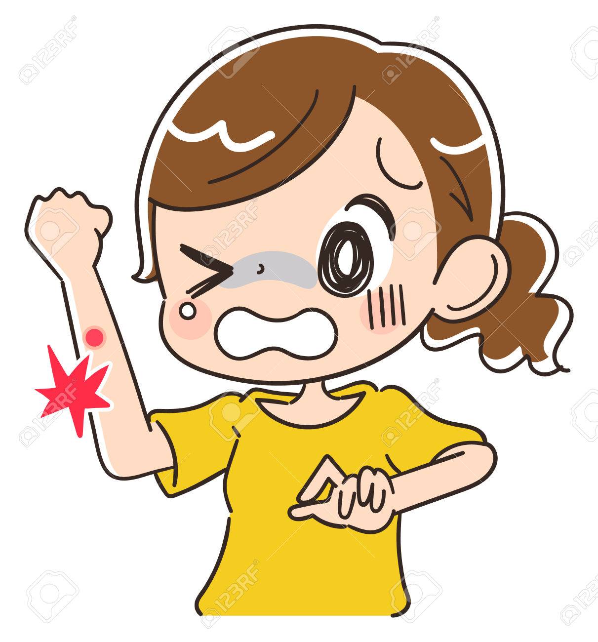 虫刺されから苦しんでいる女性 のイラスト素材 ベクタ Image 9425