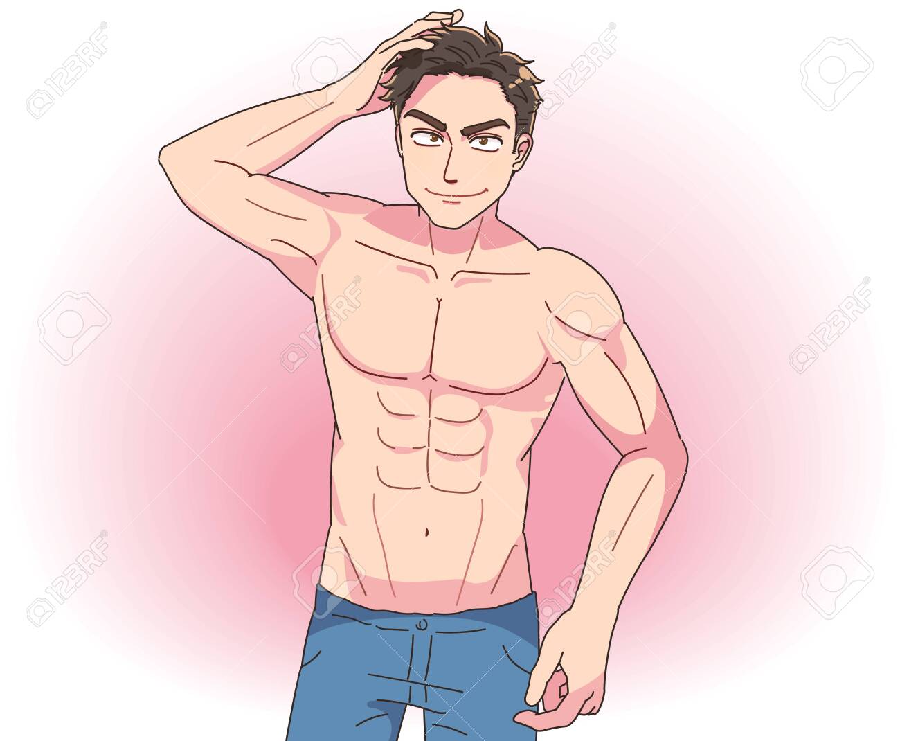 The Young Man Is Sexy. He Is Shirtless. Royalty Free SVG, Cliparts,  Vectors, and Stock Illustration. Image 133801526.