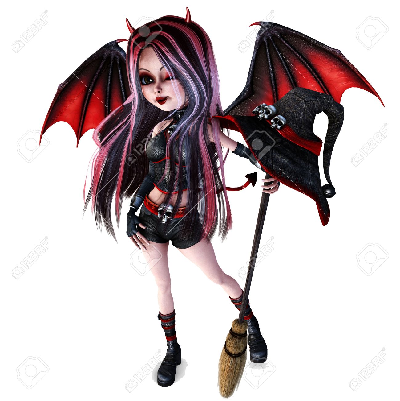 コミック イラストのスタイルのように小さな かわいいサタン フライの 3 D レンダリング の写真素材 画像素材 Image 10871047