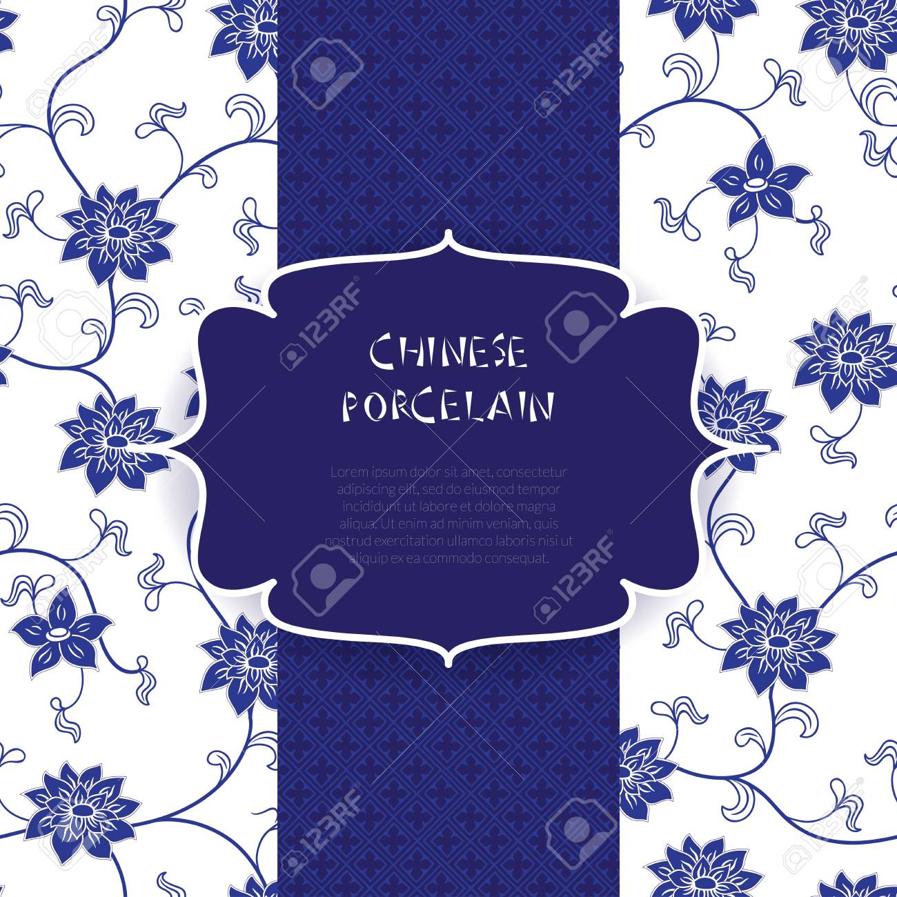 Modele De Carte De Voeux Avec Motif Floral Chinois En Porcelaine