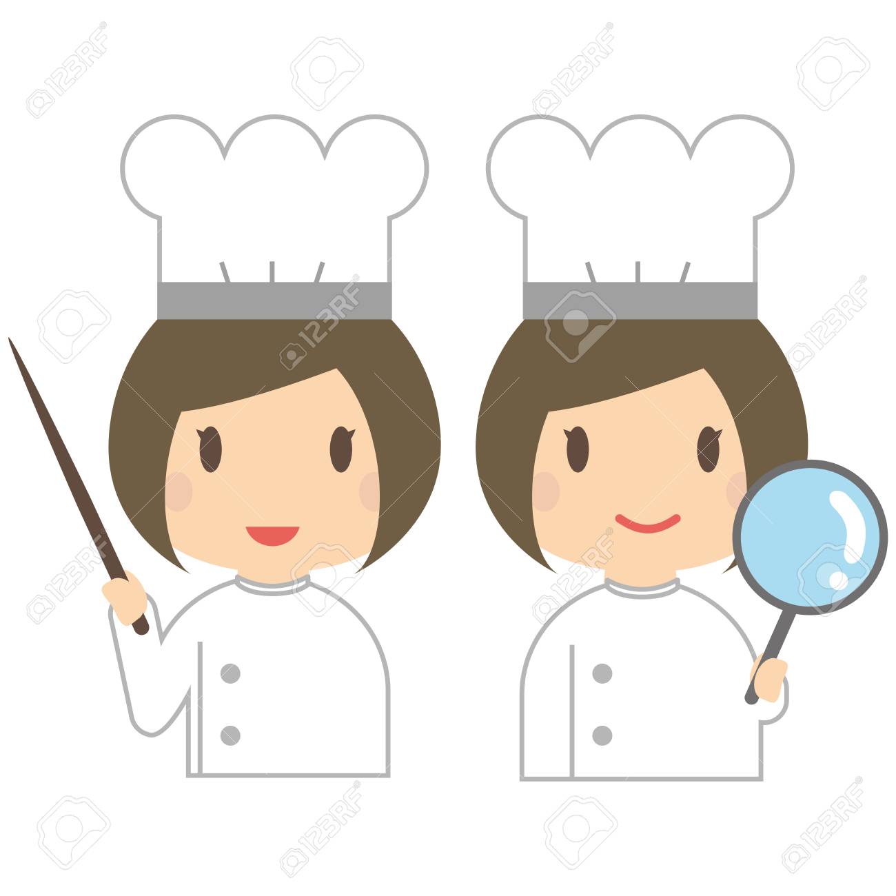 笑顔のかわいい女性シェフ Reblogged 研究発表のイラスト素材 ベクタ Image