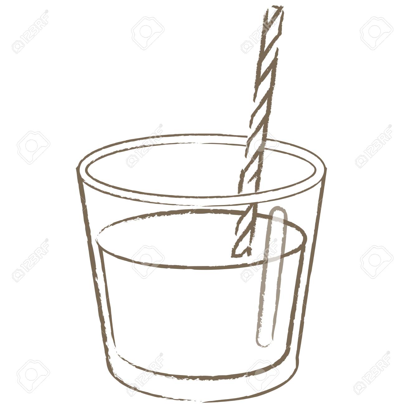Drawing With Water In A Small Glass Cup With A Straw Royalty Free Cliparts Vectors And Stock Illustration Image