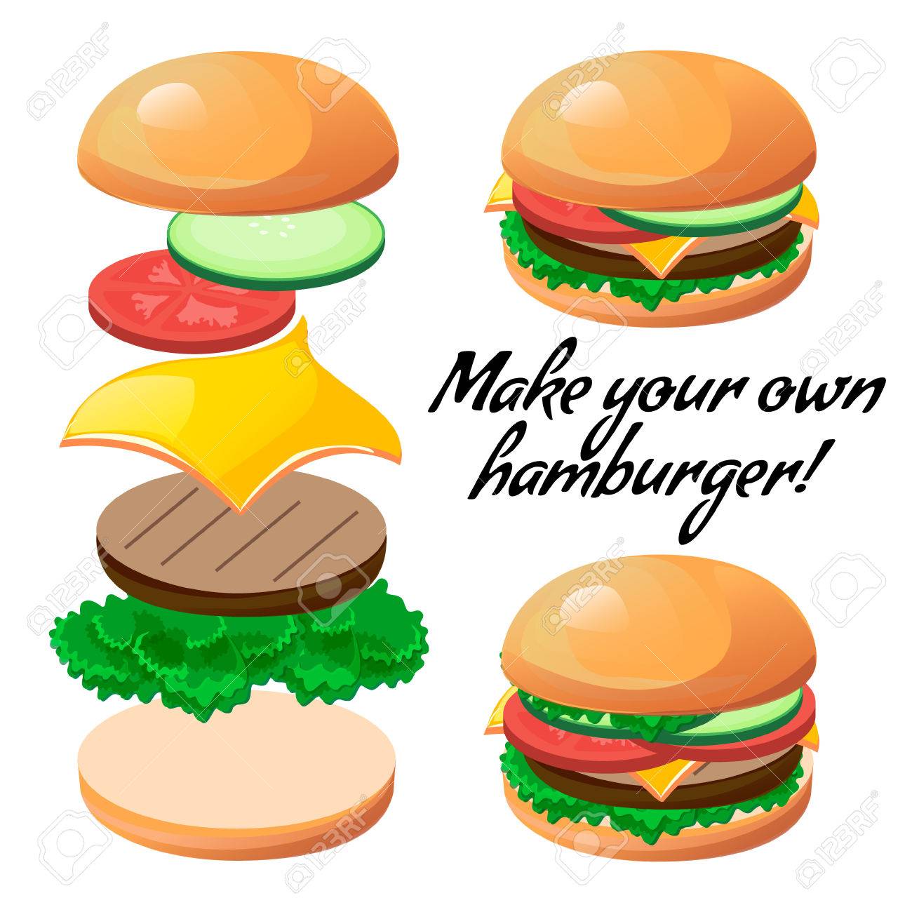tasty vector ingredients to make a custom burger design element