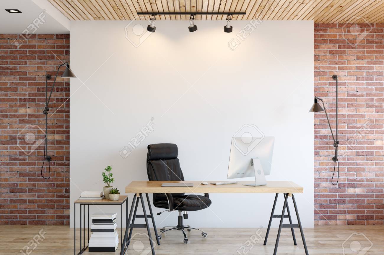 Office Wall Mock Up Interior. Wall Art. 3d Rendering, 3d Illustration Stock  Photo, Picture And Royalty Free Image. Image 95992926.