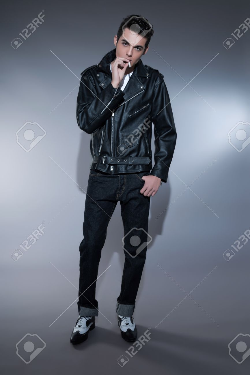 Cuero Rockabilly Hombre Ropa Glam Outfit Rock And Roll Hombre