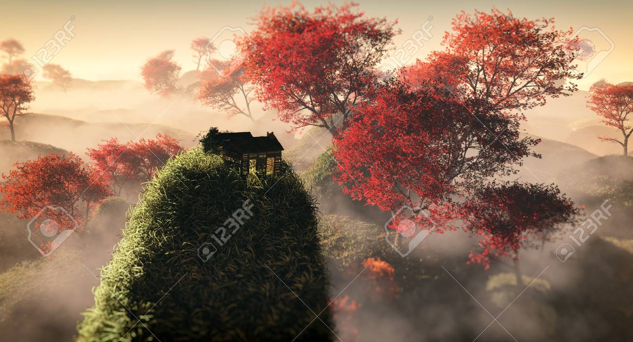 Luftbilder Von Fantasie Grasbewachsenen Hugel Landschaft Mit Roten