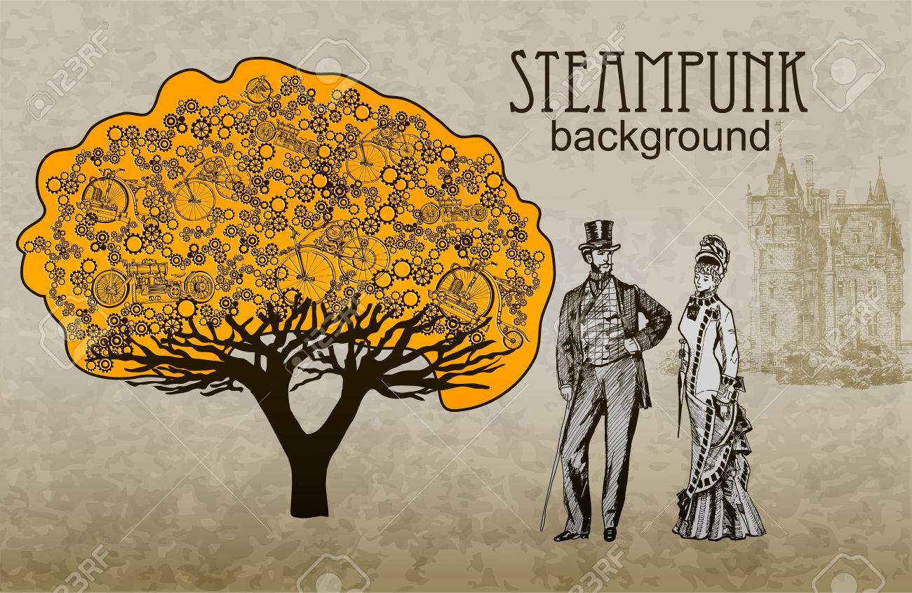 template steampunk design for card frame steampunk background