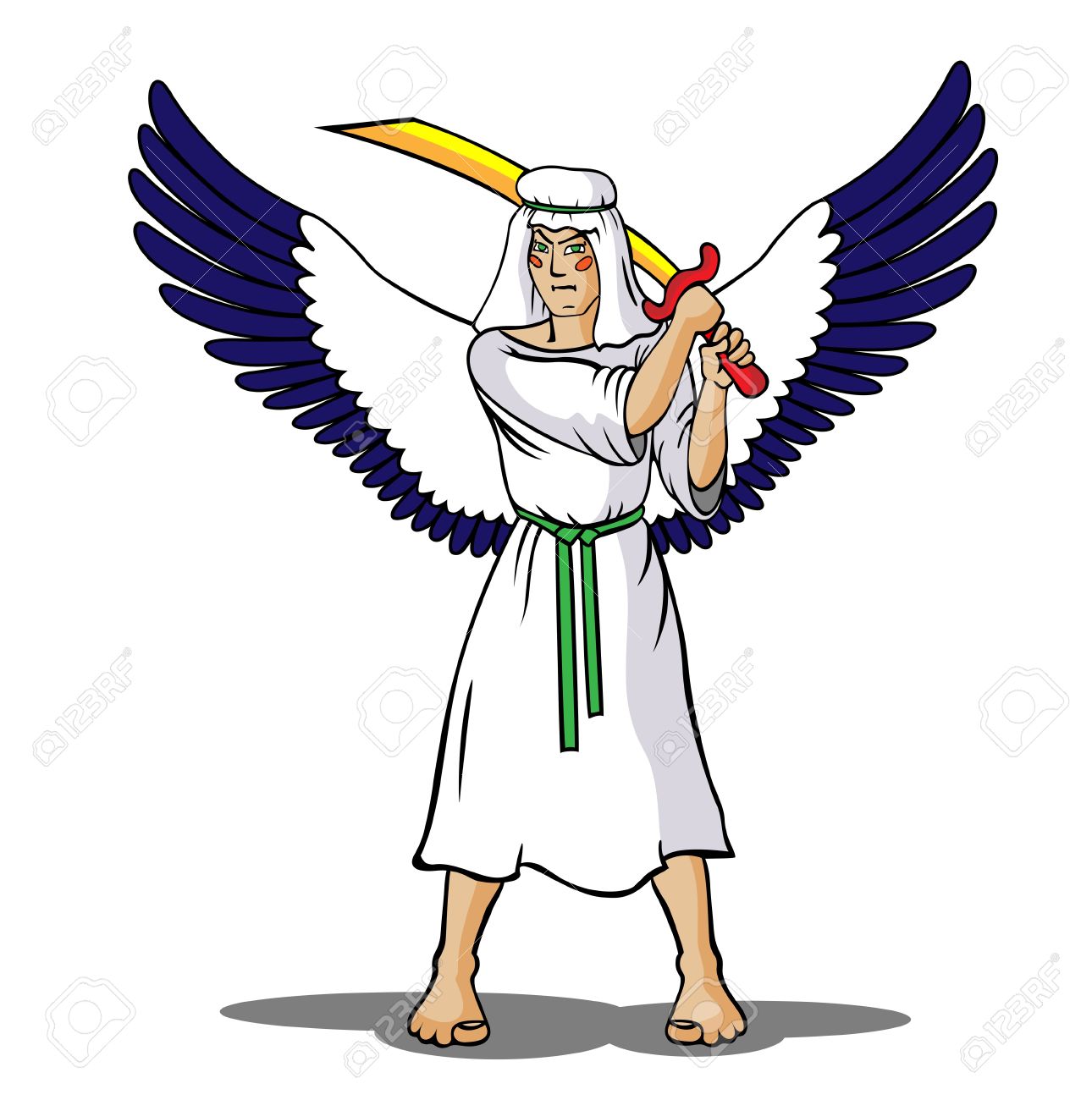 There Is A Winged Angel Who Holds A Sword In His Hands Royalty Free Cliparts Vectors And Stock Illustration Image 12489338