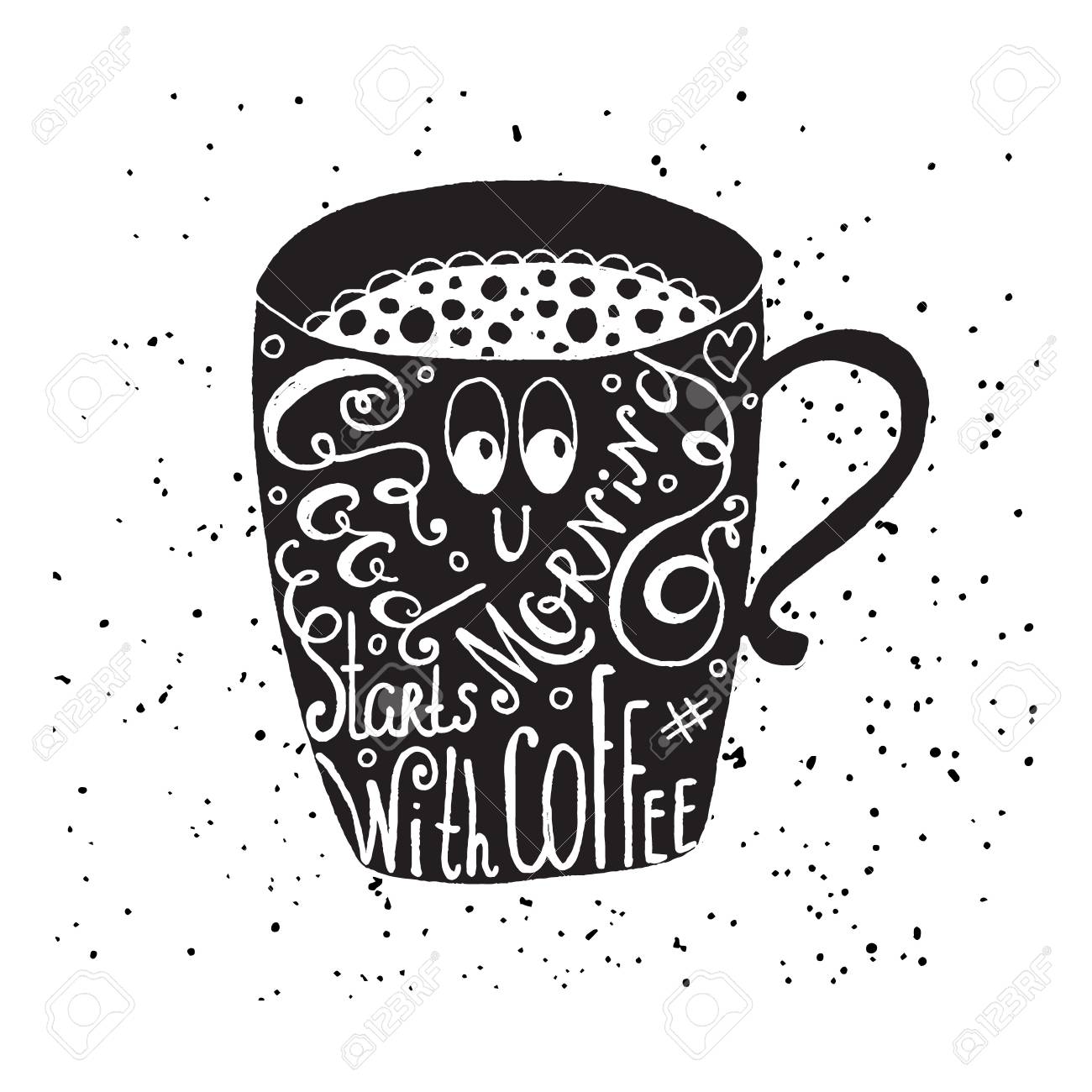 Le Bon Matin Commence Par Le Cafe Citation Amusante Lettrage Vectoriel En Tasse A Cafe Affiche De Cafe A Emporter T Shirt Pour Les Toxicomanes De Cafeine Conception Vectorielle Clip Art Libres De