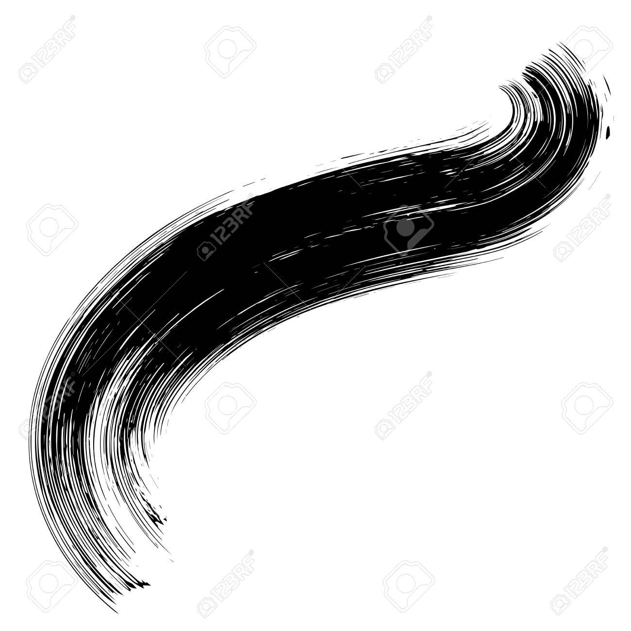 Grunge Hand Drawn Black Paintbrush Curved Brush Stroke Vector