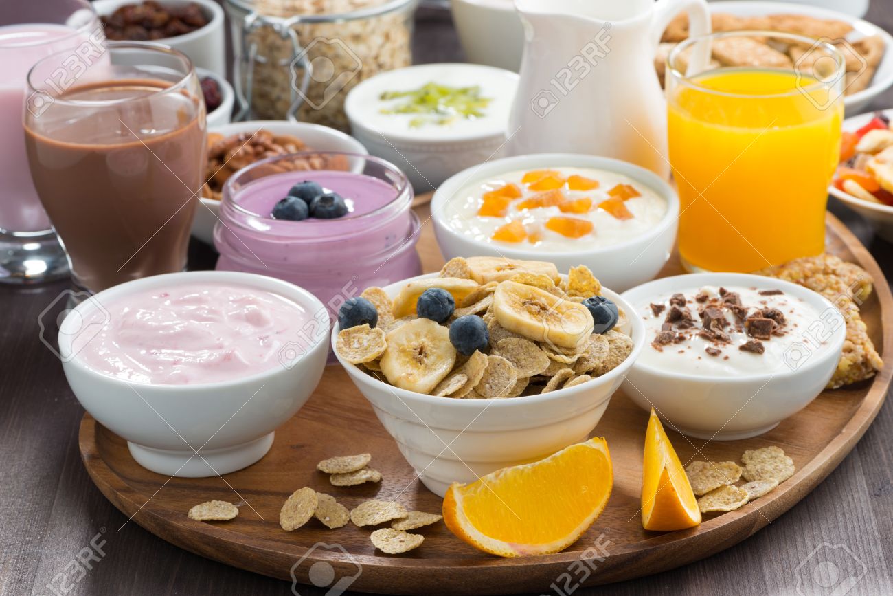 Rich Breakfast Buffet With Cereals, Yoghurt And Fruit, Horizontal Stock  Photo, Picture and Royalty Free Image. Image 37190501., image size:1300x867