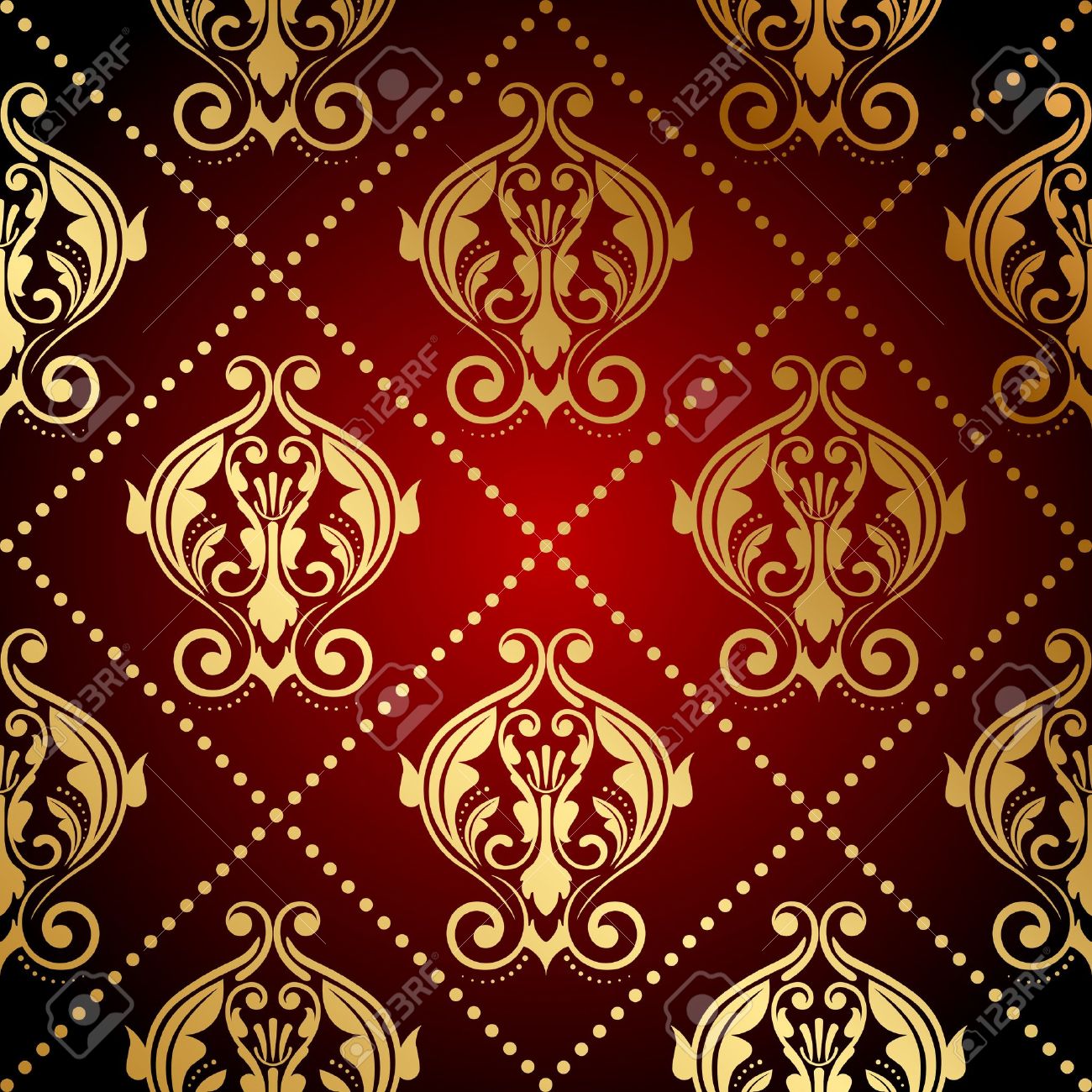 Vector Red And Gold Ornate Wallpaper Royalty Free Cliparts Vectors And Stock Illustration Image