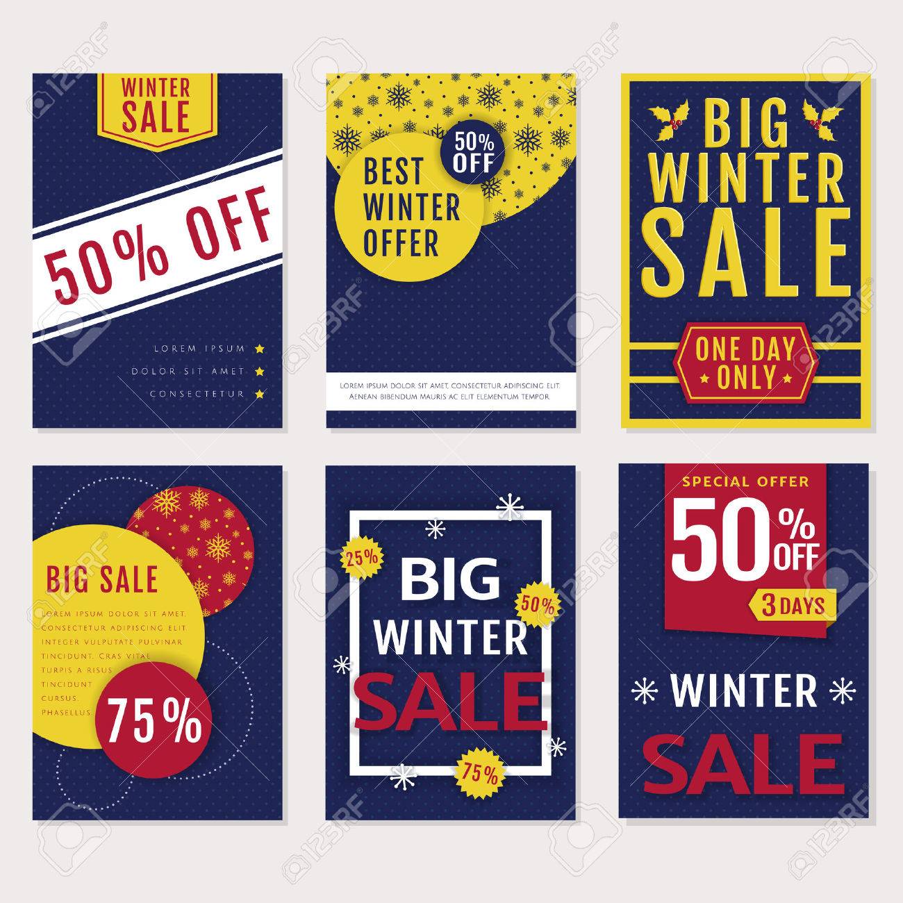 winter sales and discounts set of seasonal advertising banners big r sales flyers