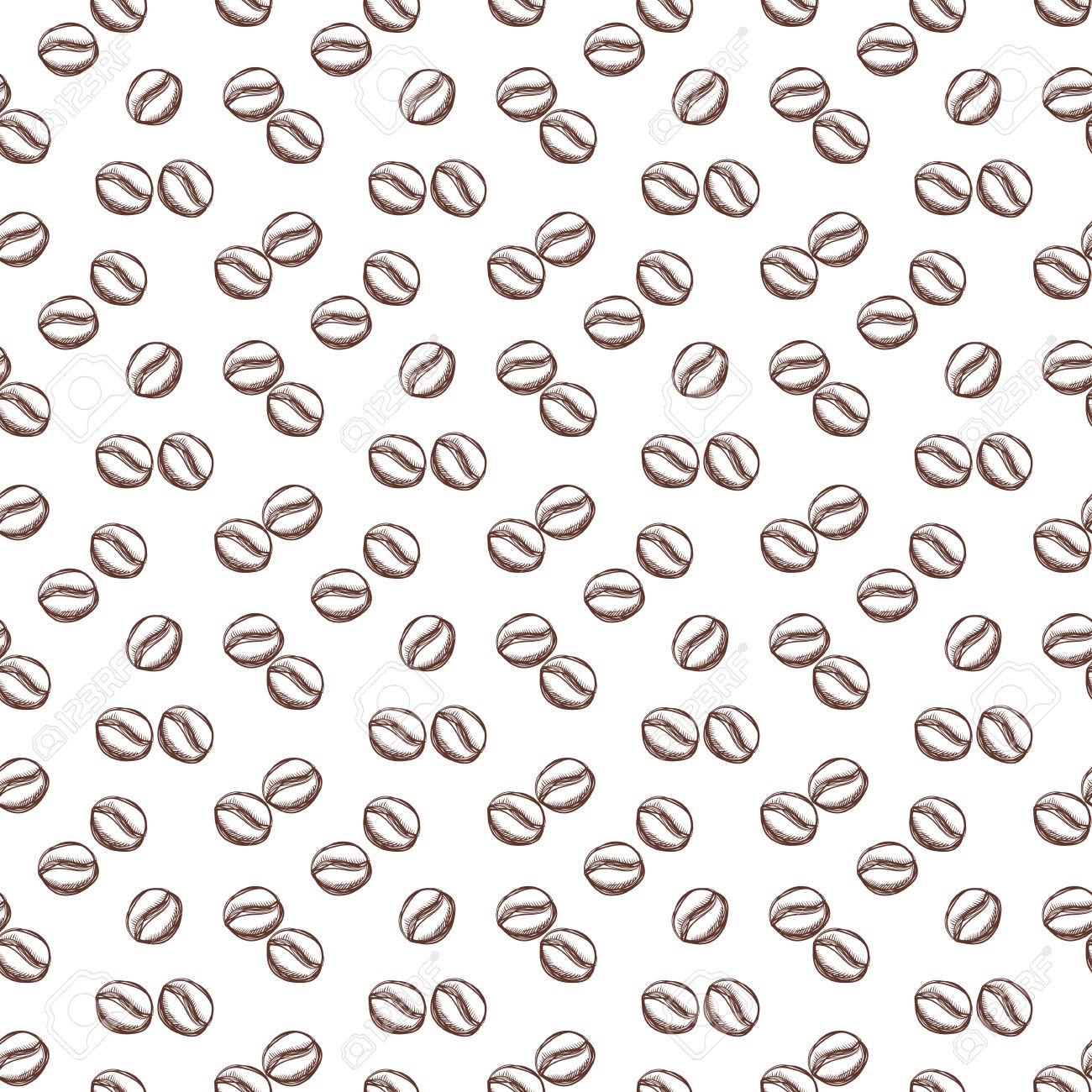 Seamless Pattern With Coffee Bean In Outline Style Background Vector Illustration Stock Seamless Pattern With Coffee Bean In Outline Style Background Vector Illustration Stock