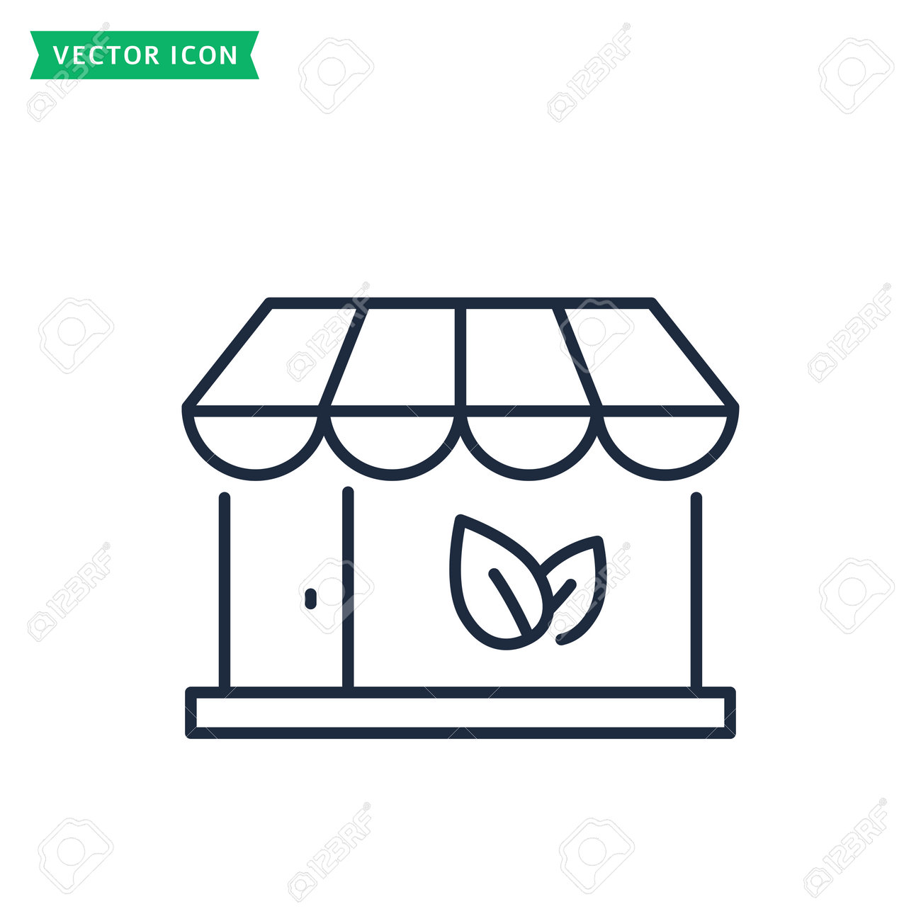 Eco store line icon isolated on a white background. Organic shop concept. Outline symbol. Vector. - 160172593 Eco store line icon isolated on a white background. Organic shop concept. Outline symbol. Vector. - 160172593