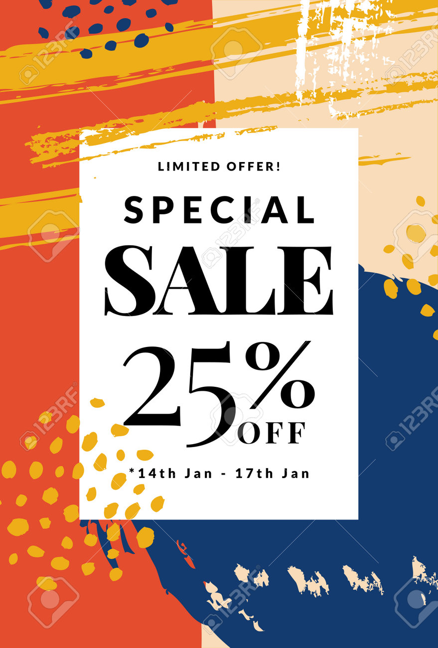 Sale banner with abstract hand drawn background. Vector discount template. - 162605996 Sale banner with abstract hand drawn background. Vector discount template. - 162605996