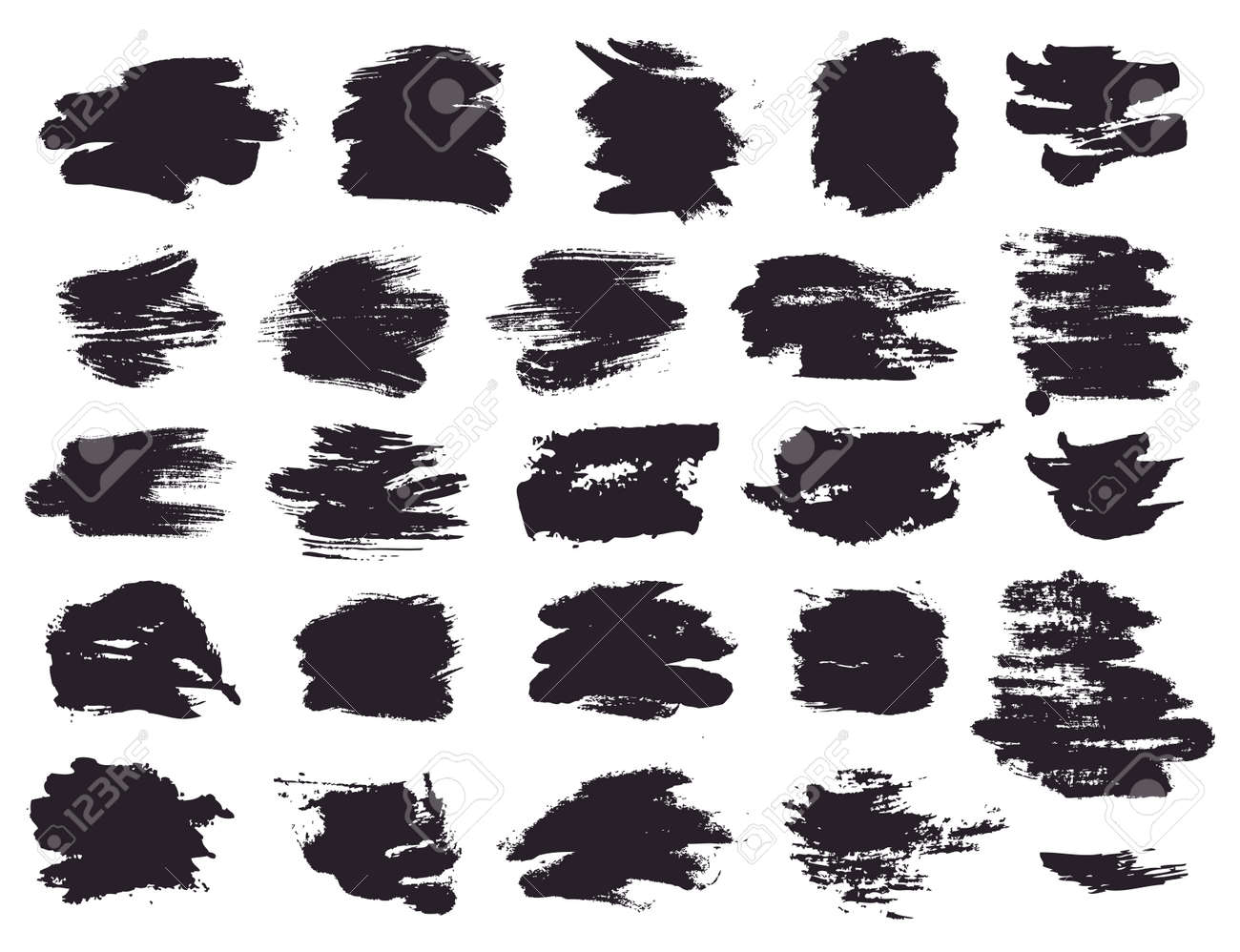 Paint brush strokes and abstract grunge stains isolated on white background. Black vector design elements for paintbrush texture, clipping mask, banner or text box. Freehand drawing collection. - 163460371 Paint brush strokes and abstract grunge stains isolated on white background. Black vector design elements for paintbrush texture, clipping mask, banner or text box. Freehand drawing collection. - 163460371