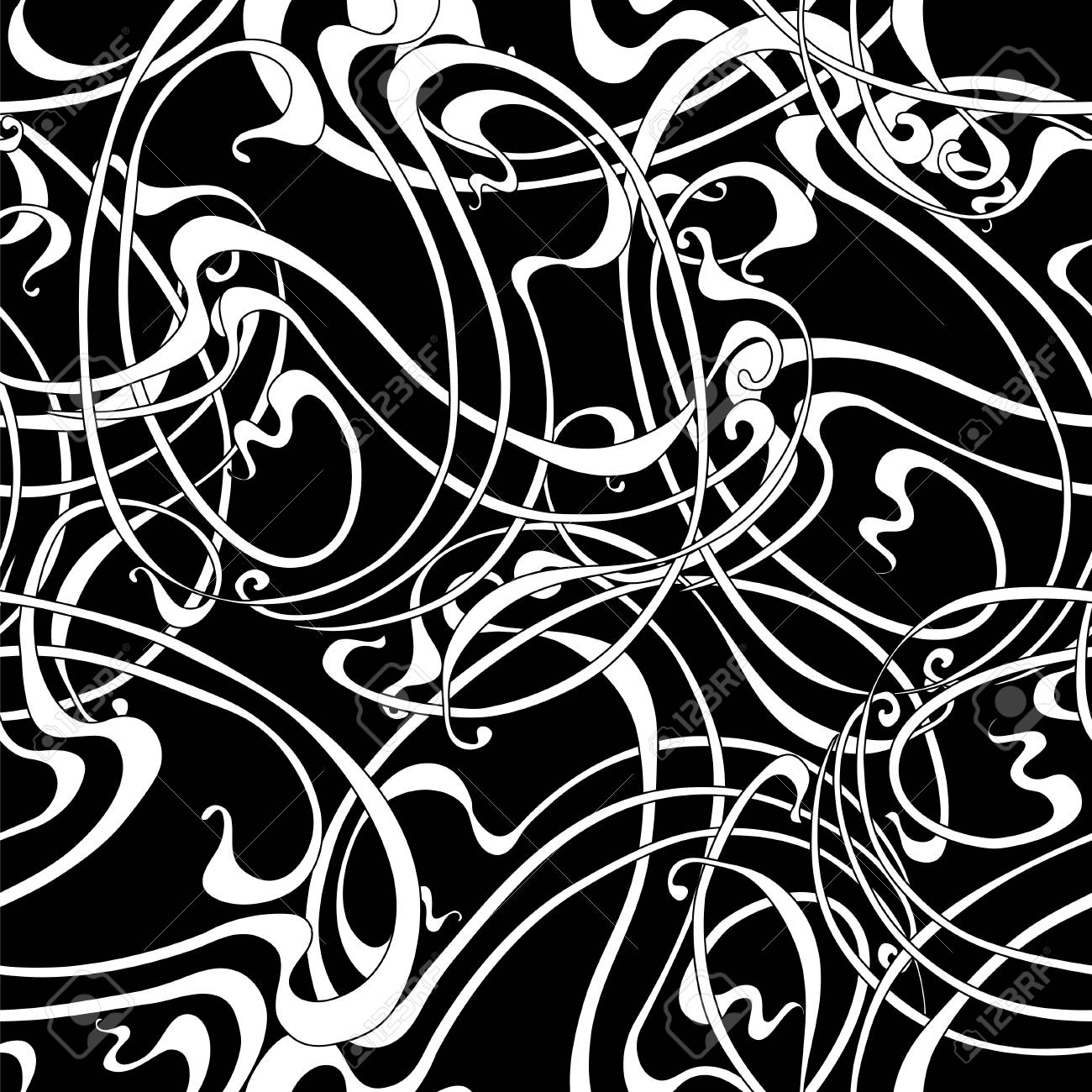 Abstract monochrome seamless pattern in the art nouveau style stock photo 44371112