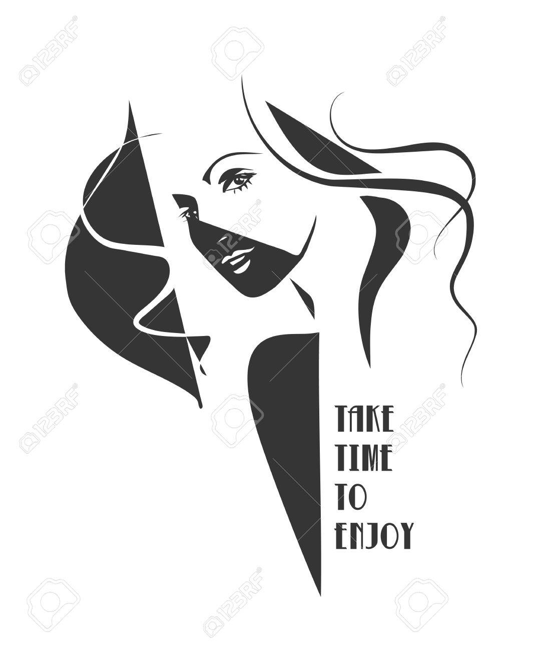 Vettoriale Sensuale Ragazza Prende Il Tempo Di Godere Puo Essere Utilizzato Come Biglietto Di Auguri Per Un Salone Spa Parrucchiere E Stampa Su T Shirt Vettore Isolato Image