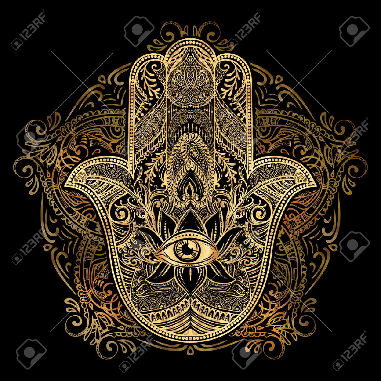 hand drawn ornate amulet hamsa hand of fatima ethnic amulet