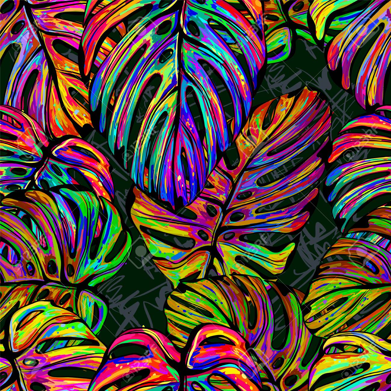Motif Tropical Seamless Vecteur à La Mode Couleur Tendance Palette