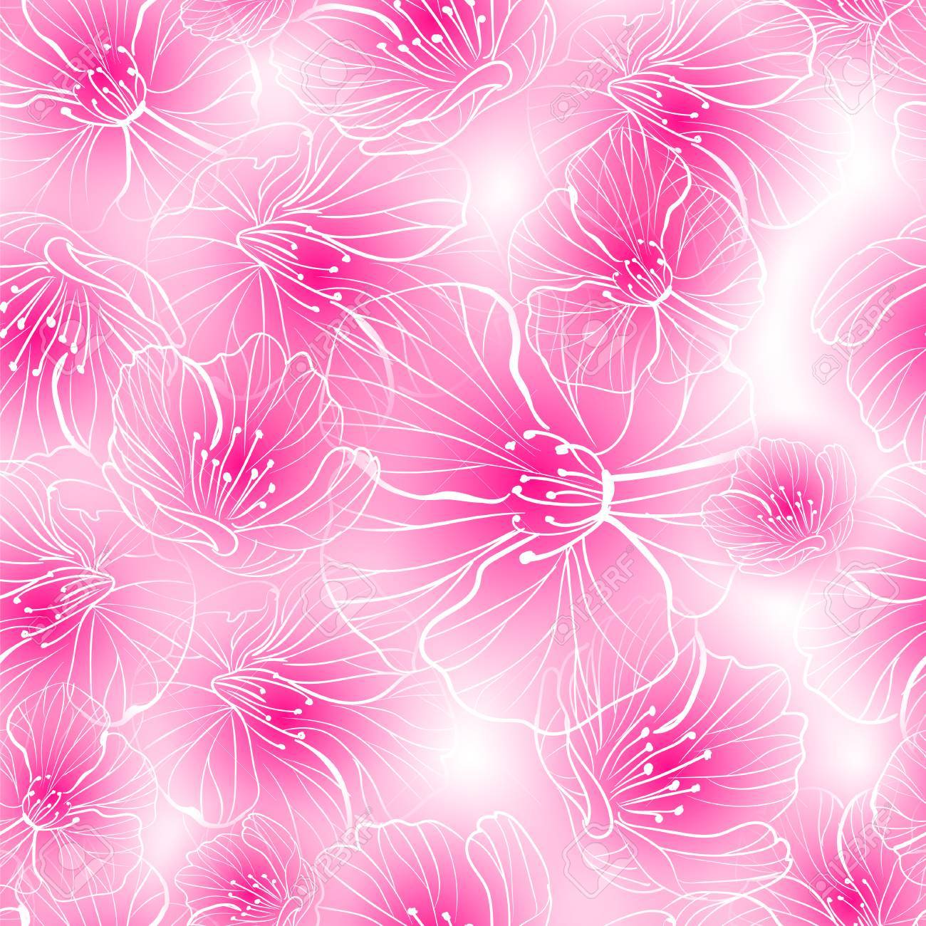 桜まつりお花見 桜の花とシームレスな背景のイラスト素材 ベクタ Image