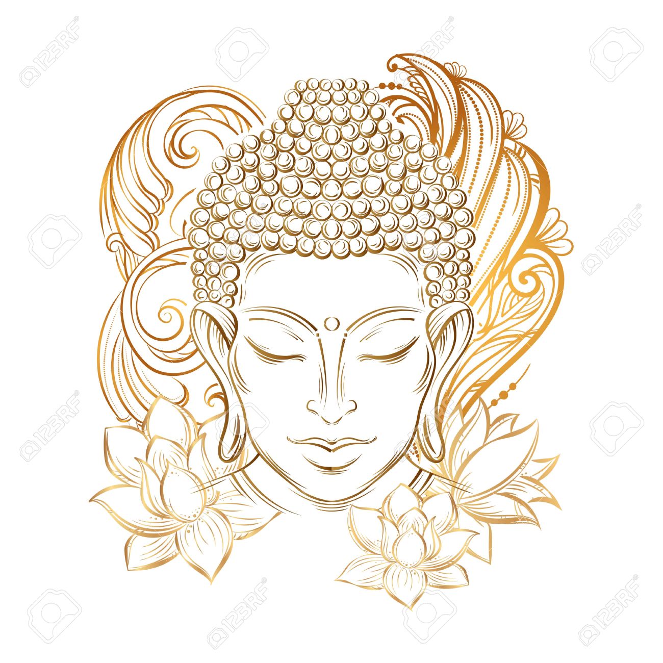 Tete De Bouddha Vecteur Elegante Illustration Le Symbole Du Bouddhisme De La Spiritualite Et De L Illumination Tatouage Illustration Impression Sur Tissu Clip Art Libres De Droits Vecteurs Et Illustration Image