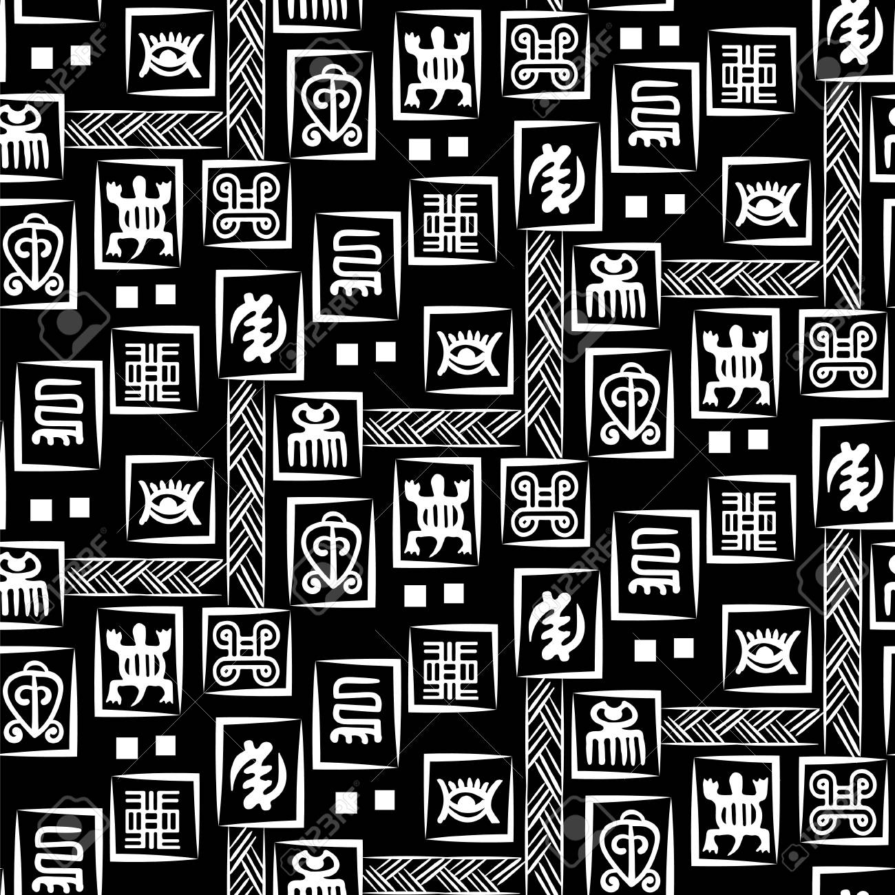 african adinkra pattern black and white digital art ritual