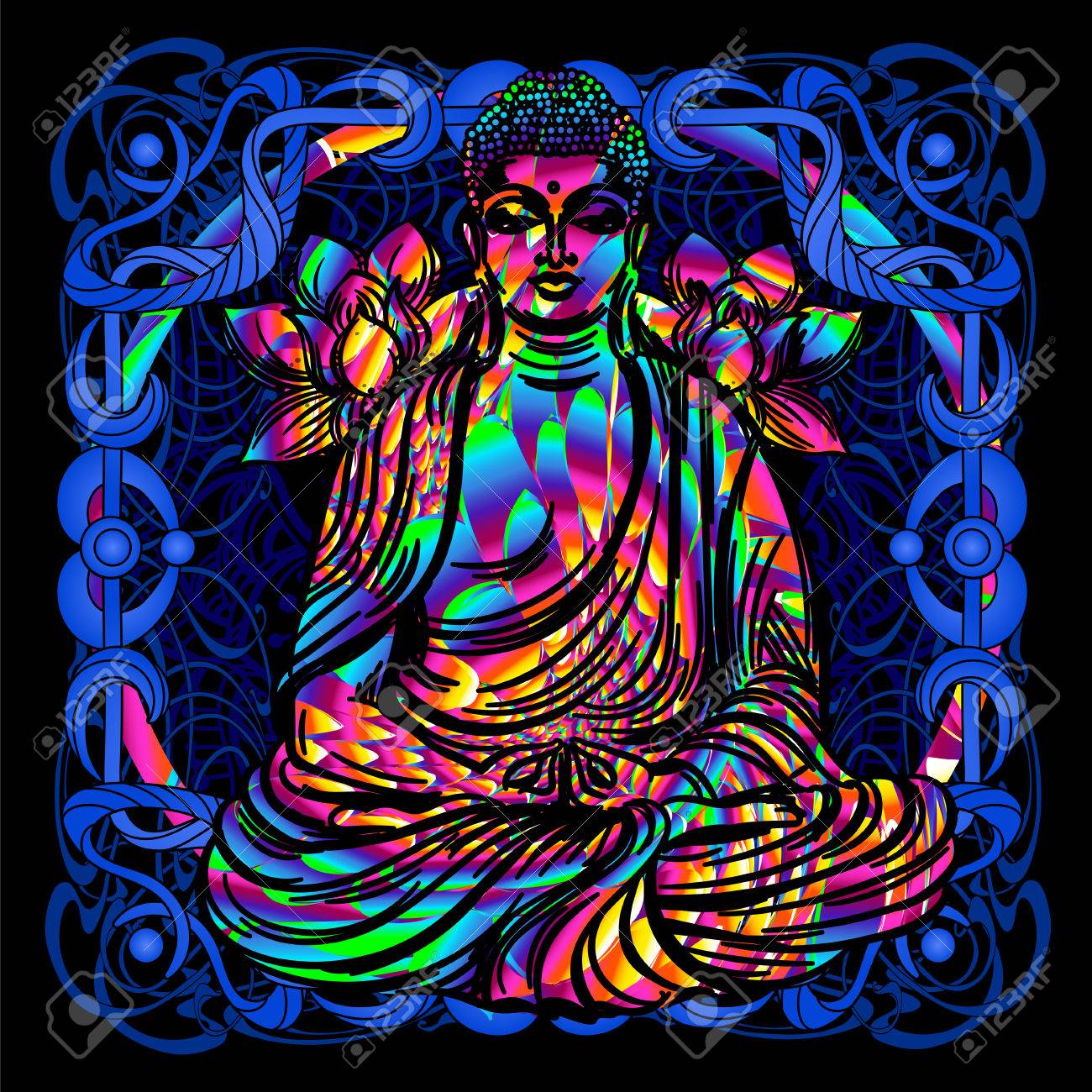 仏はサイケデリックな絵のイラスト素材 ベクタ Image