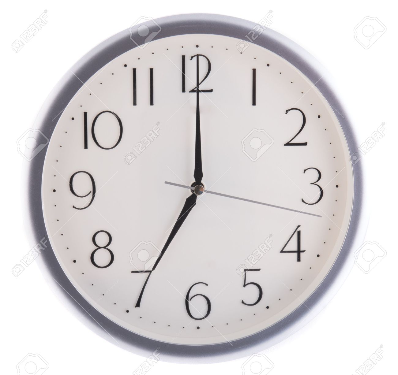 7 時の分離の白い時計 の写真素材 画像素材 Image
