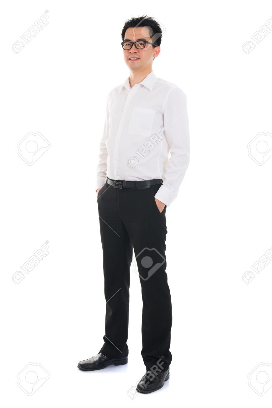 Full body Asian business man standing over white background - 21577484 Full body Asian business man standing over white background - 21577484
