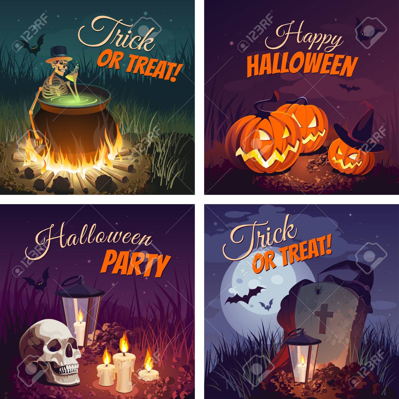 ハロウィン バナー背景に文字 夜の秋の風景 のイラスト素材 ベクタ Image