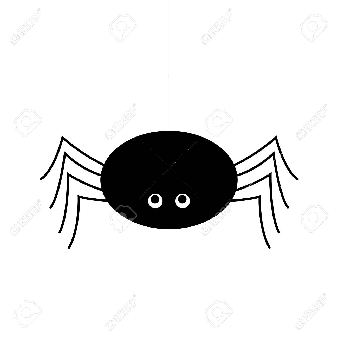 Hanging spider on web thread Royalty Free Vector Image