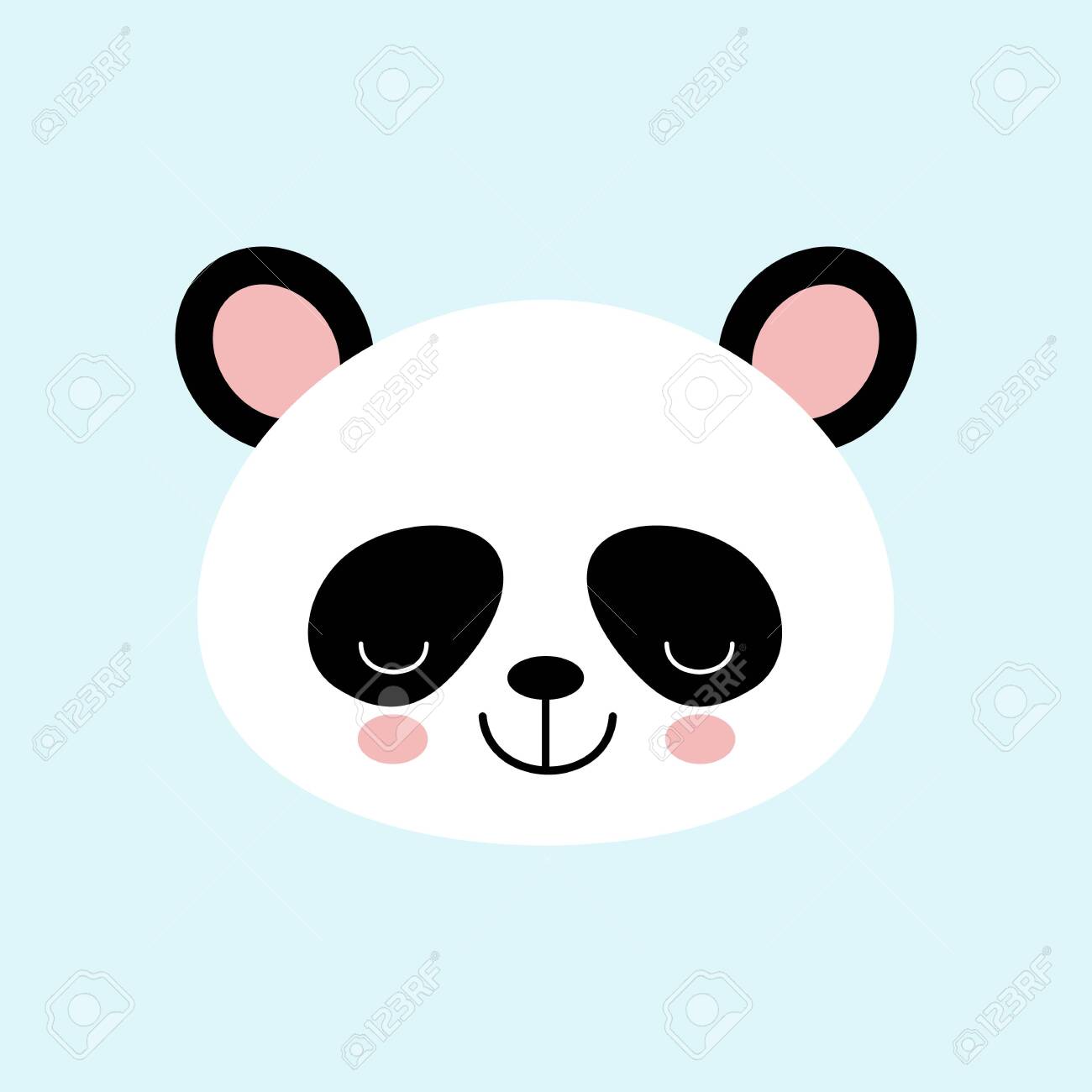 Lovely kawai panda bear. Digital design of a lovely cute kawaii panda bear  over a pastel pink background. Stock Illustration