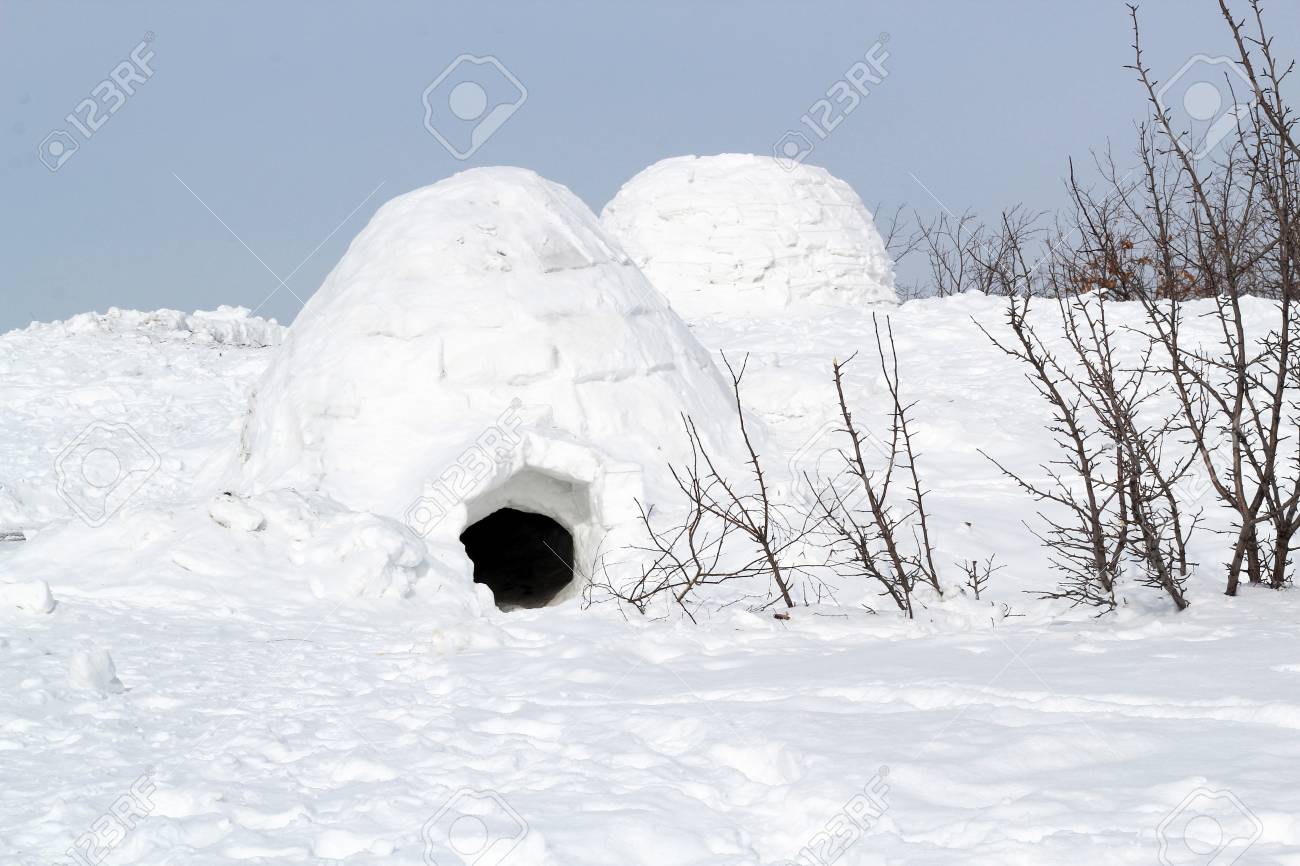 Winter Landscape With Snowy Eskimo Village. Igloo Stock Photo, Picture and  Royalty Free Image. Image 114410644., image size:1300x866