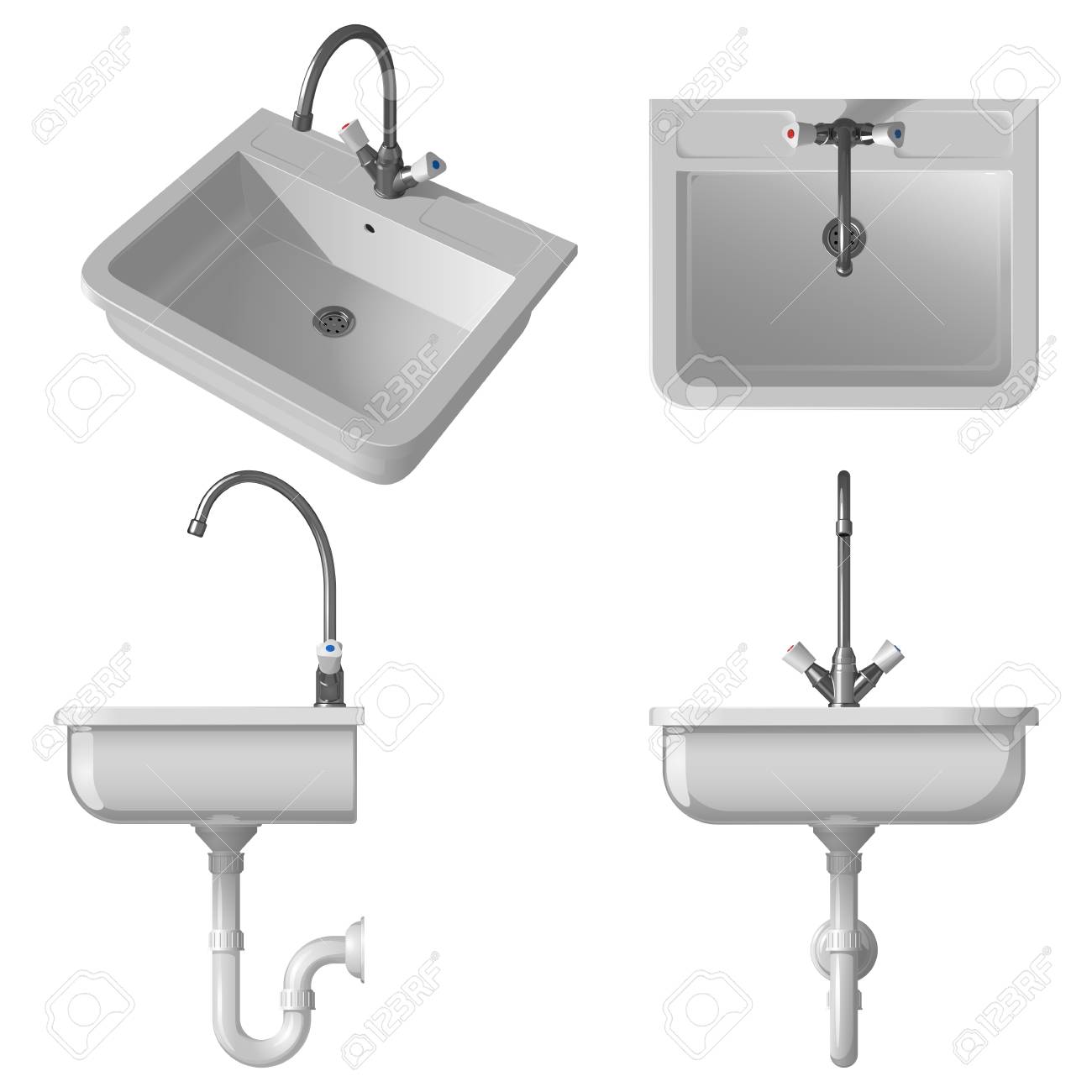 Front view of the cleaned sink in the bathroom Stock Photo - Alamy, image size:1300x1300