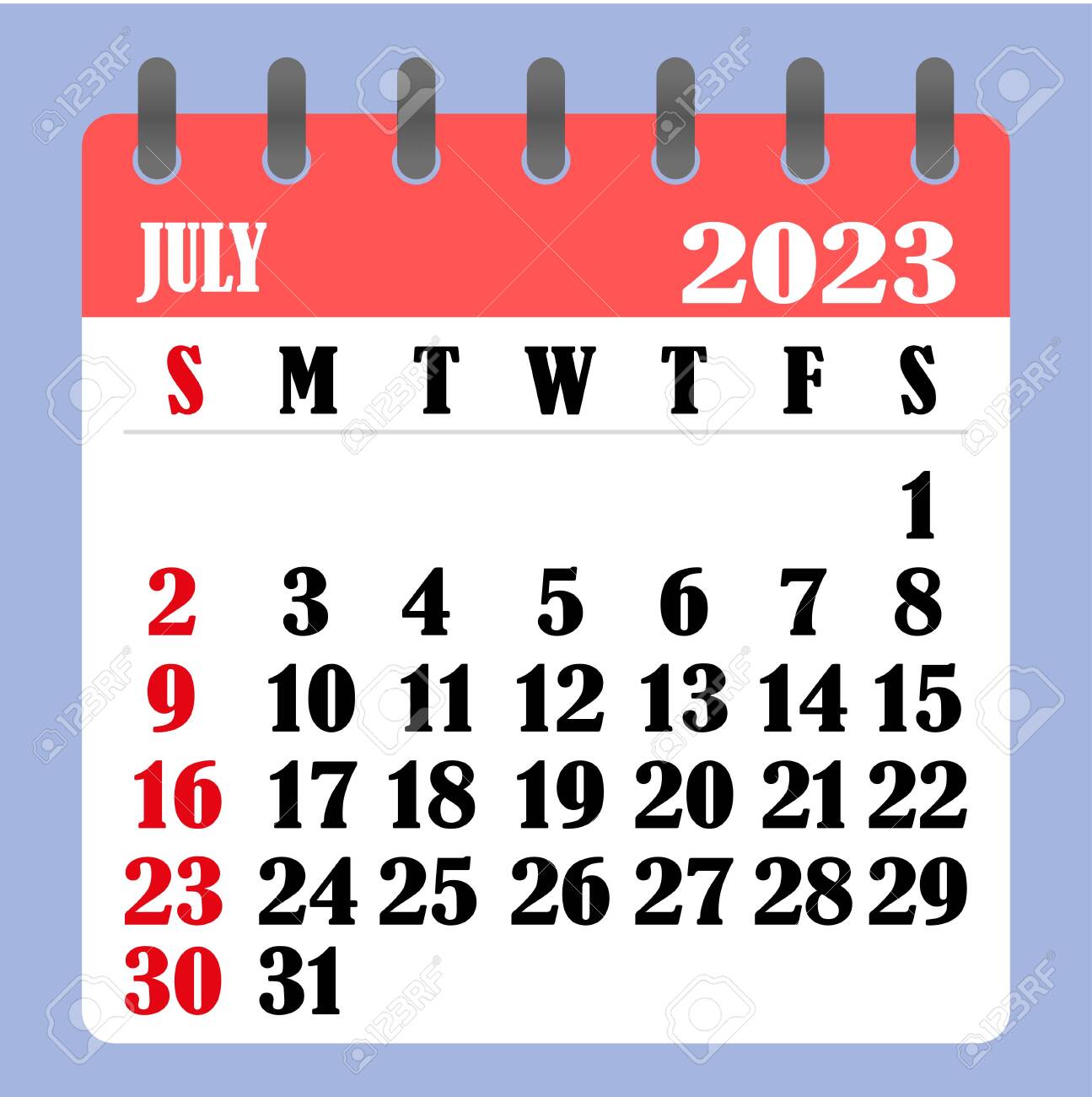July 8 2023 Calendar Letter Calendar For July 2023. The Week Begins On Sunday. Time, Planning  And Schedule Concept. Flat Design. Removable Calendar For The Month. Vector  Illustration Royalty Free Svg, Cliparts, Vectors, And Stock Illustration.