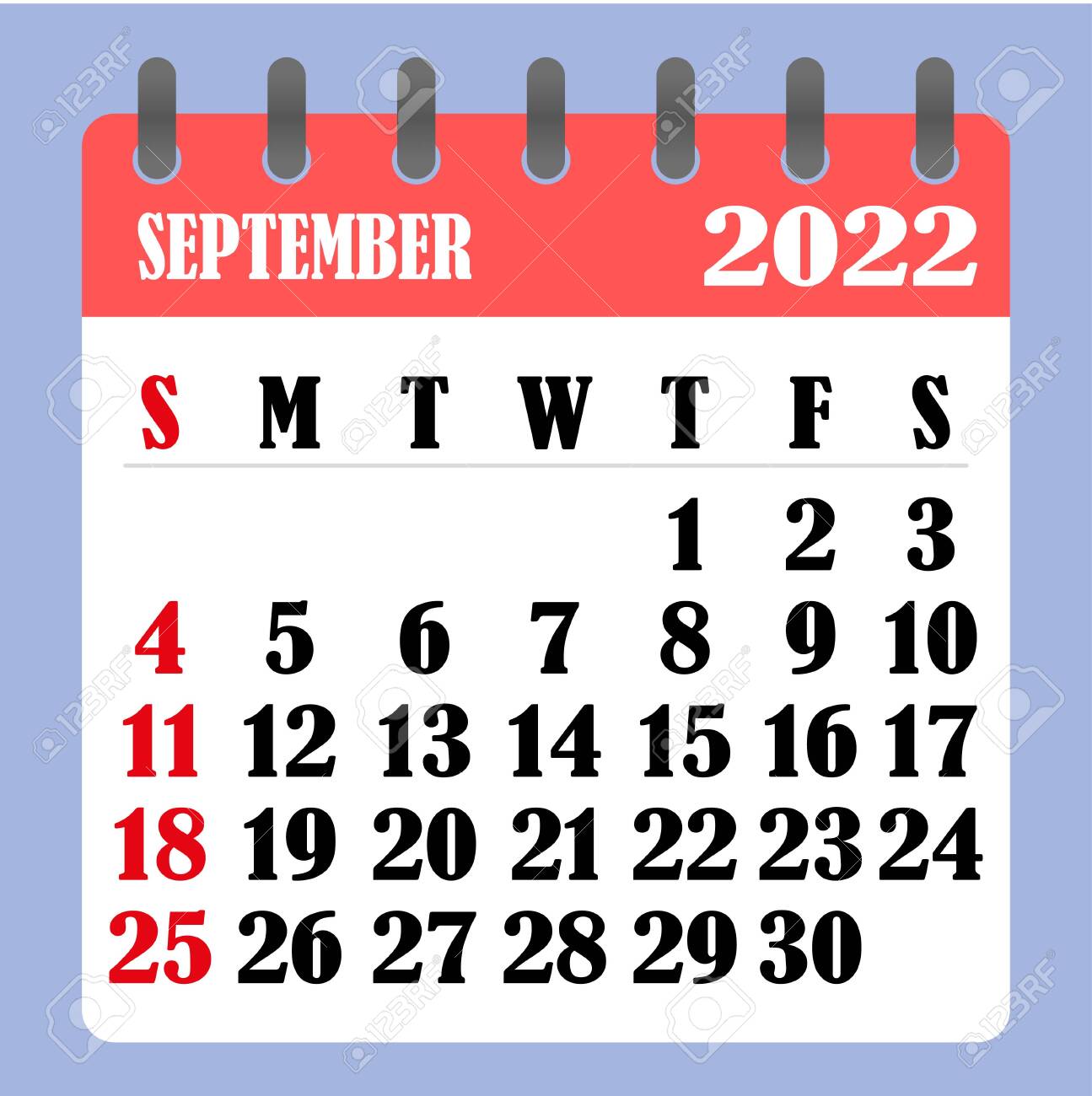 Letter Calendar For September 2022 The Week Begins On Sunday Royalty Free Cliparts Vectors And Stock Illustration Image 152584294