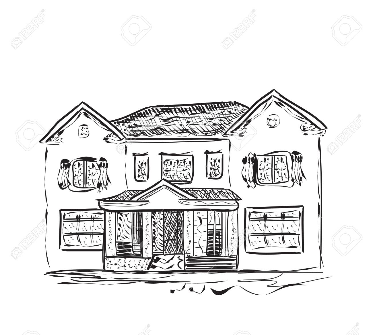 手描きの背景の家 漫画生活の建物 のイラスト素材 ベクタ Image