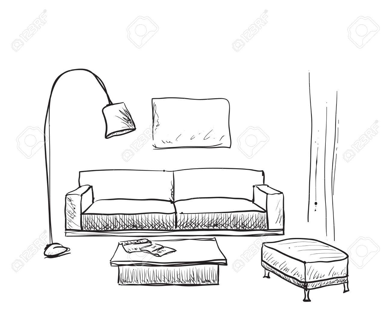 hand drawn room interior