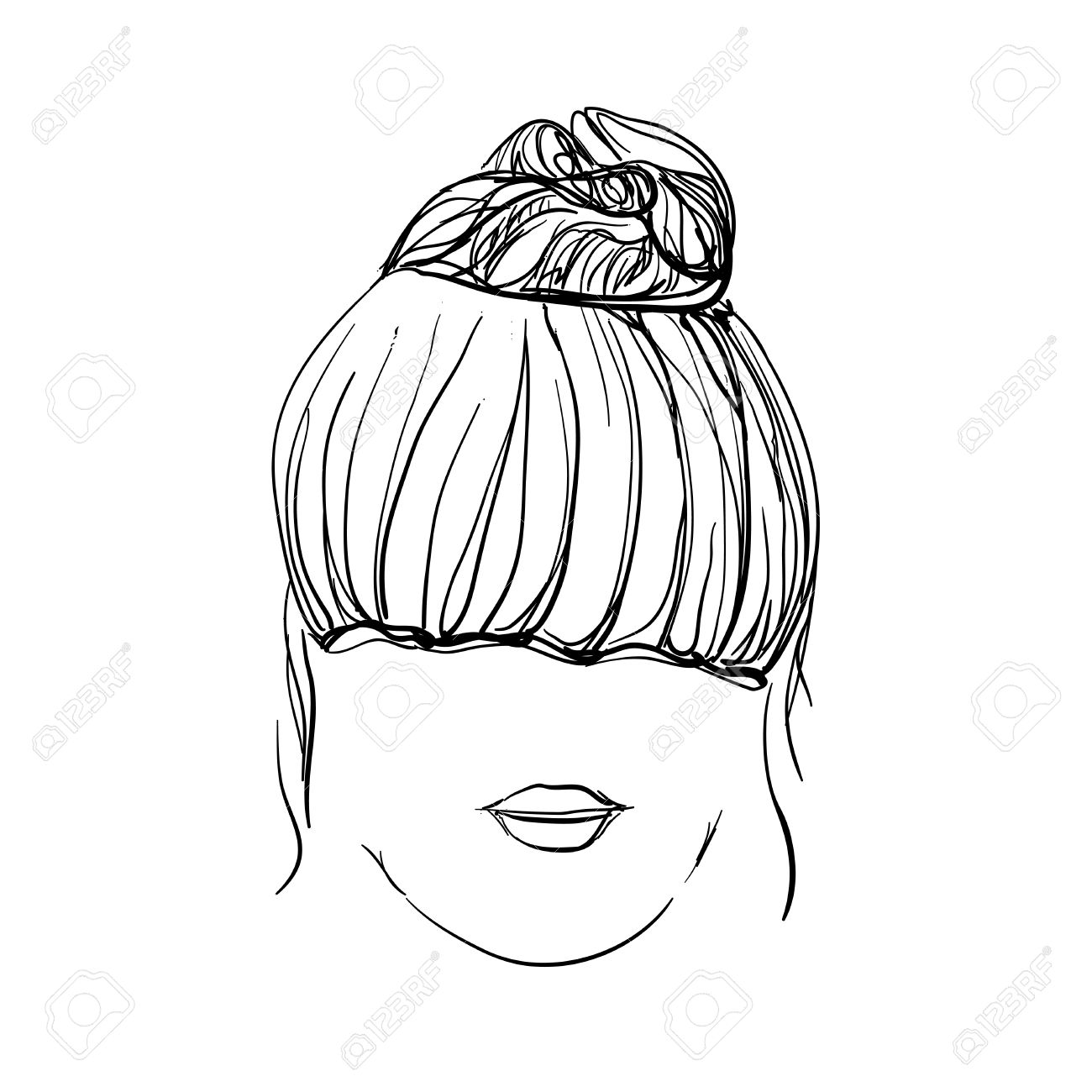 girl with messy bun hand drawn hairstyle royalty free cliparts