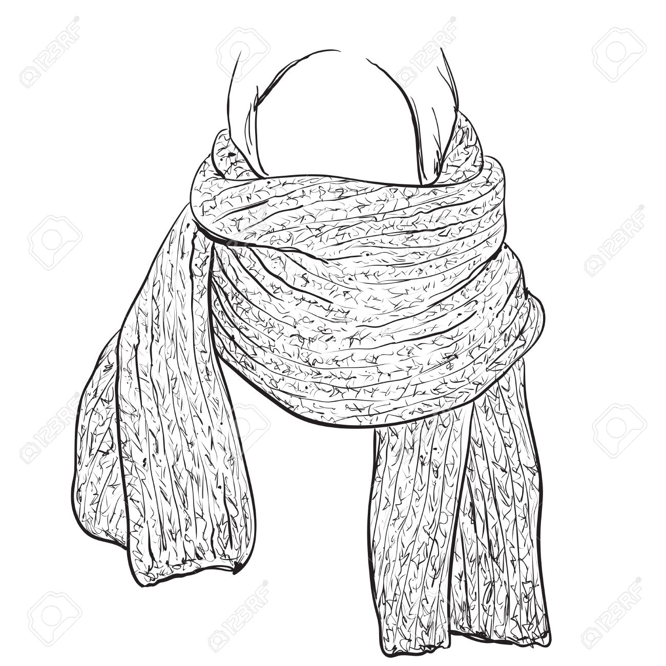 ニット スカーフの女性シルエット ファッション イラスト のイラスト素材 ベクタ Image