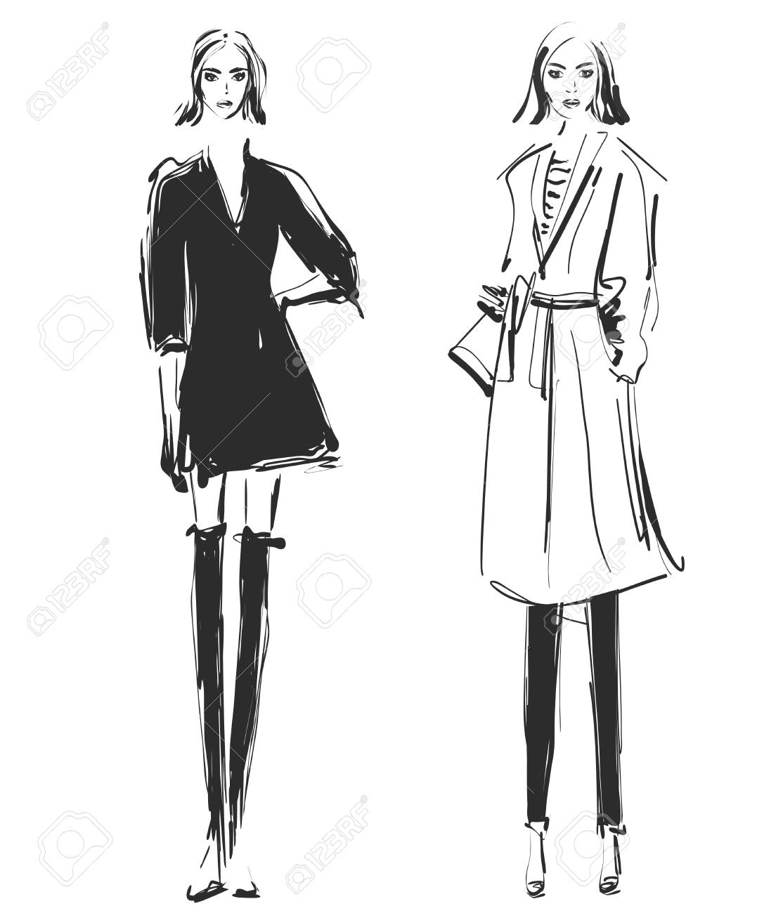 sketch of winter clothes