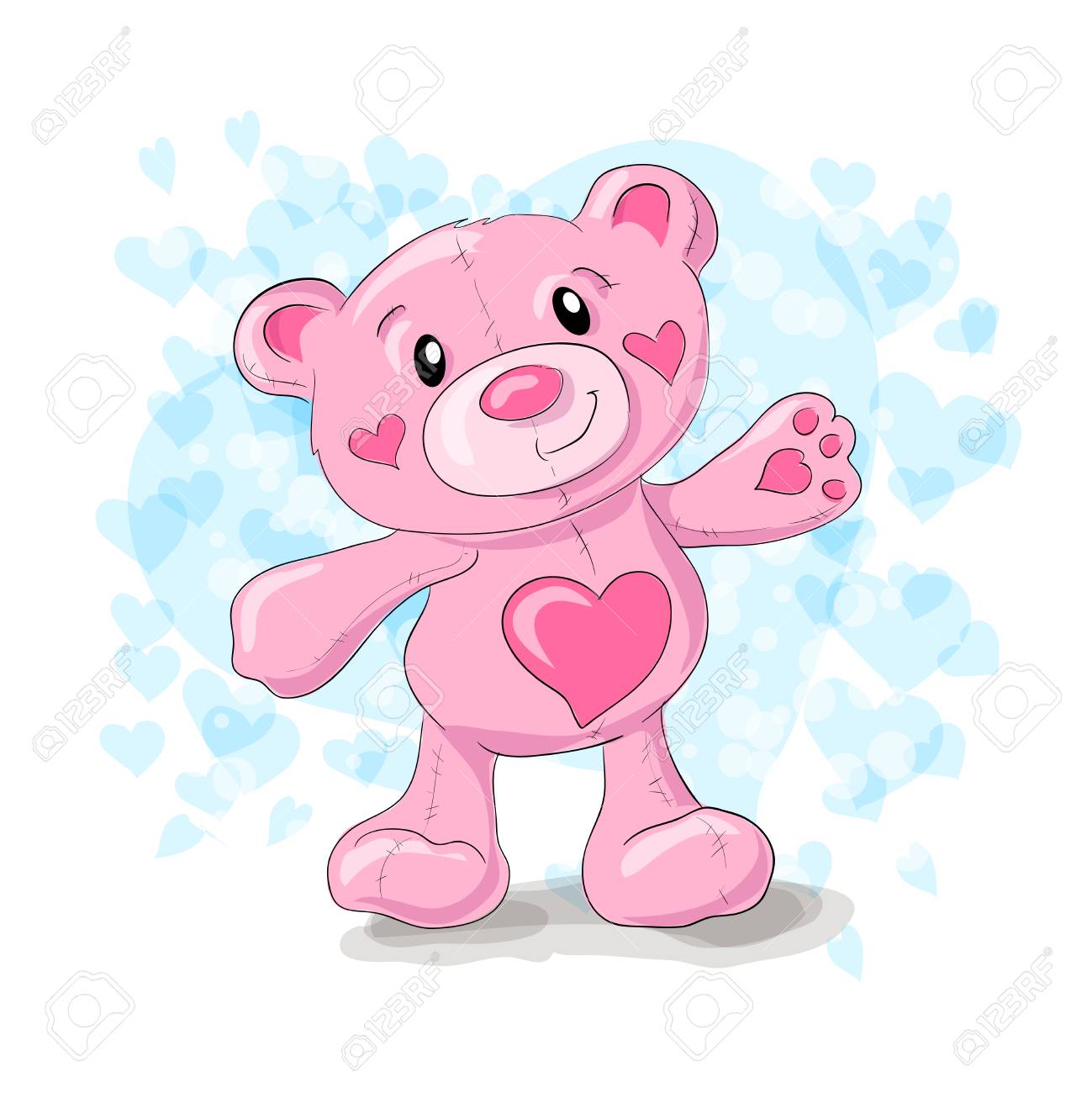 Nounours Mignon Avec Dessin Animé De Coeurs