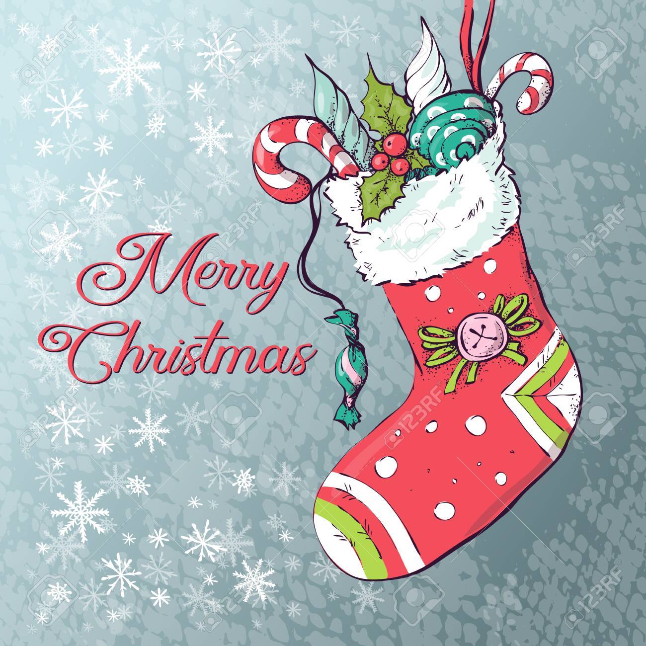 クリスマスのプレゼントを靴下します ベクトルの図 のイラスト素材 ベクタ Image