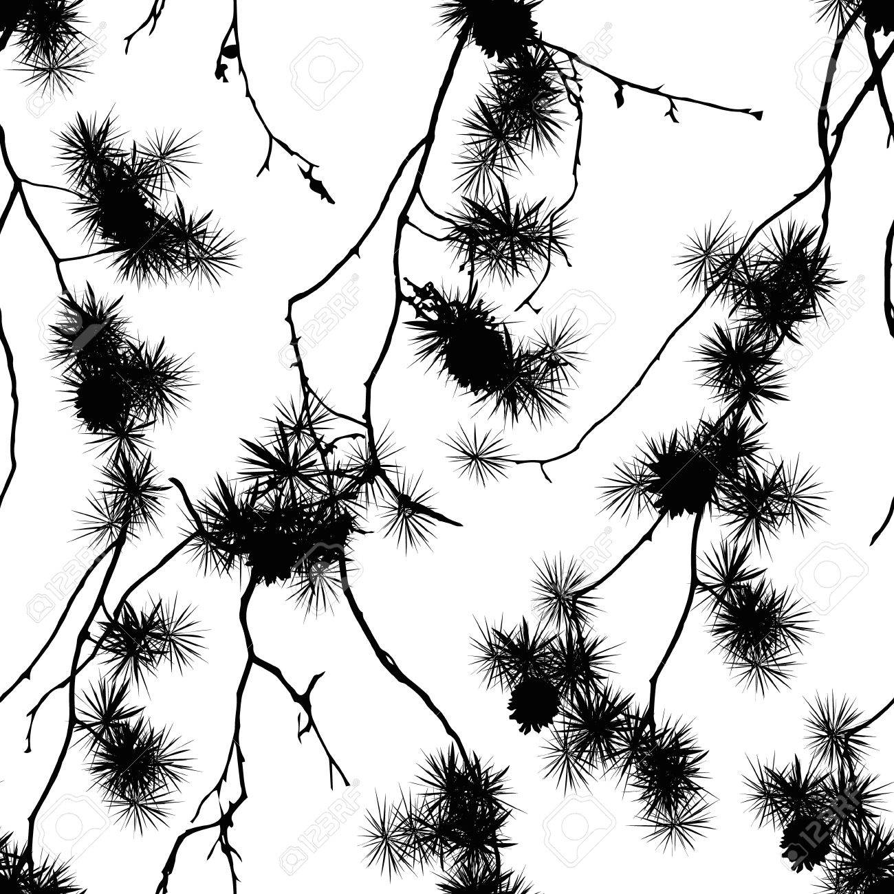 Black and white pine seamless background - 33744125 Black and white pine seamless background - 33744125