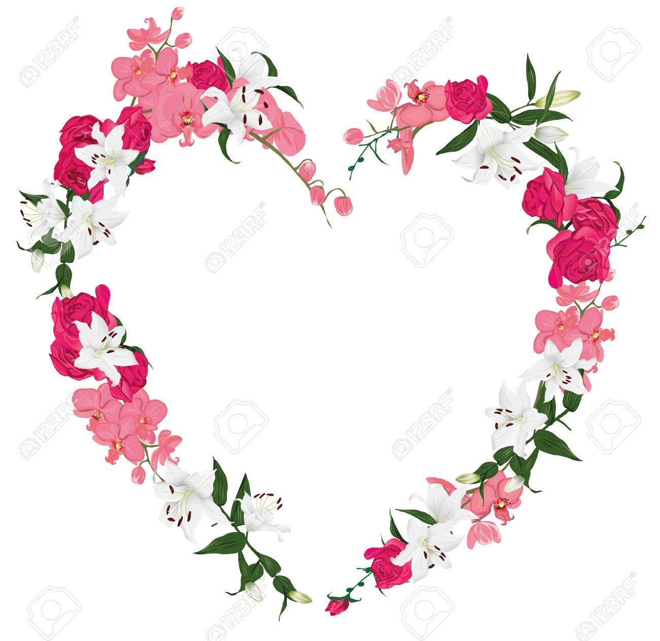 花飾りハートのフレーム のイラスト素材 ベクタ Image