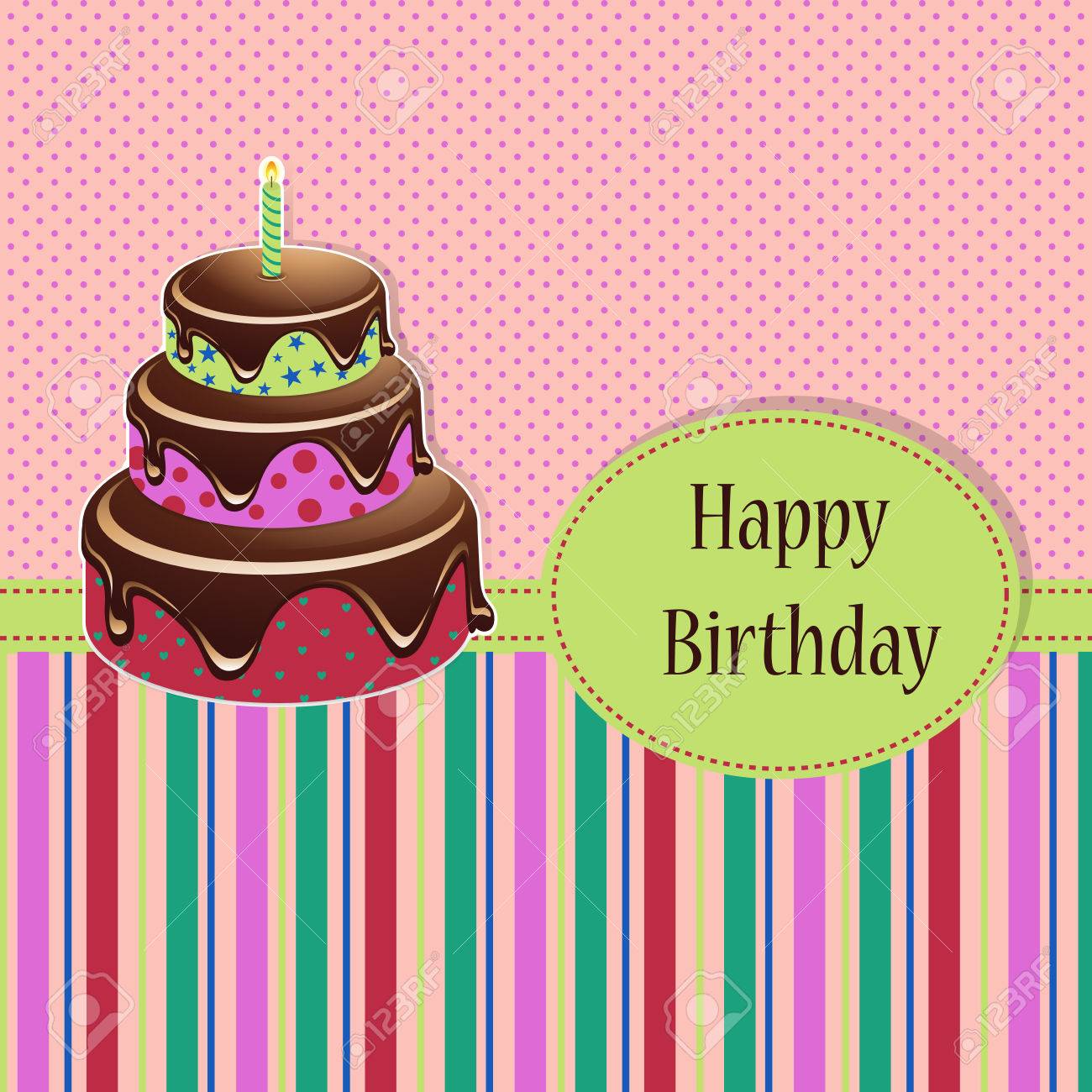 色付きの背景イラストをバースデー ケーキで誕生日のテンプレートのイラスト素材 ベクタ Image